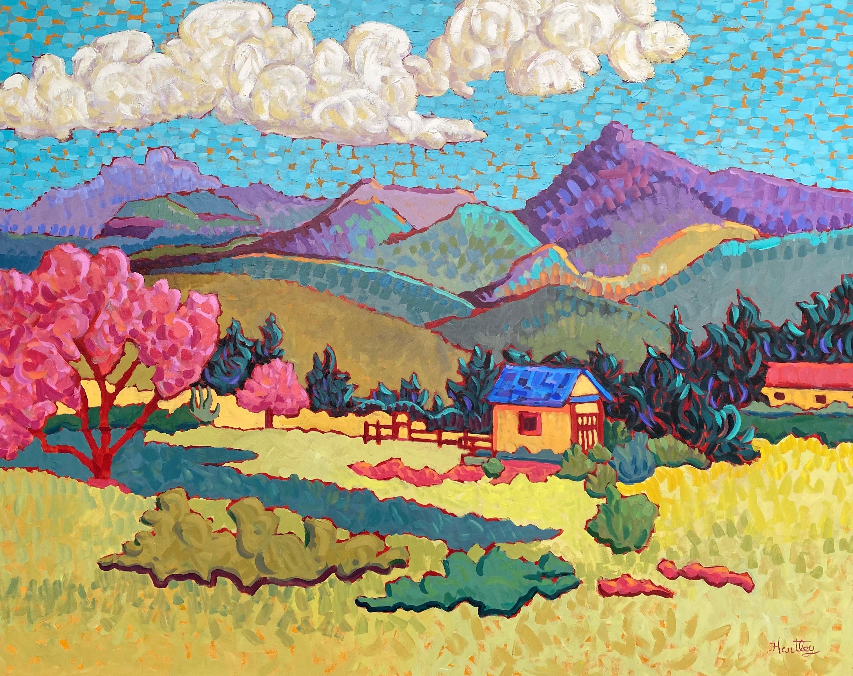 Claudia Hartley Landscape Painting - "Western Ranch"