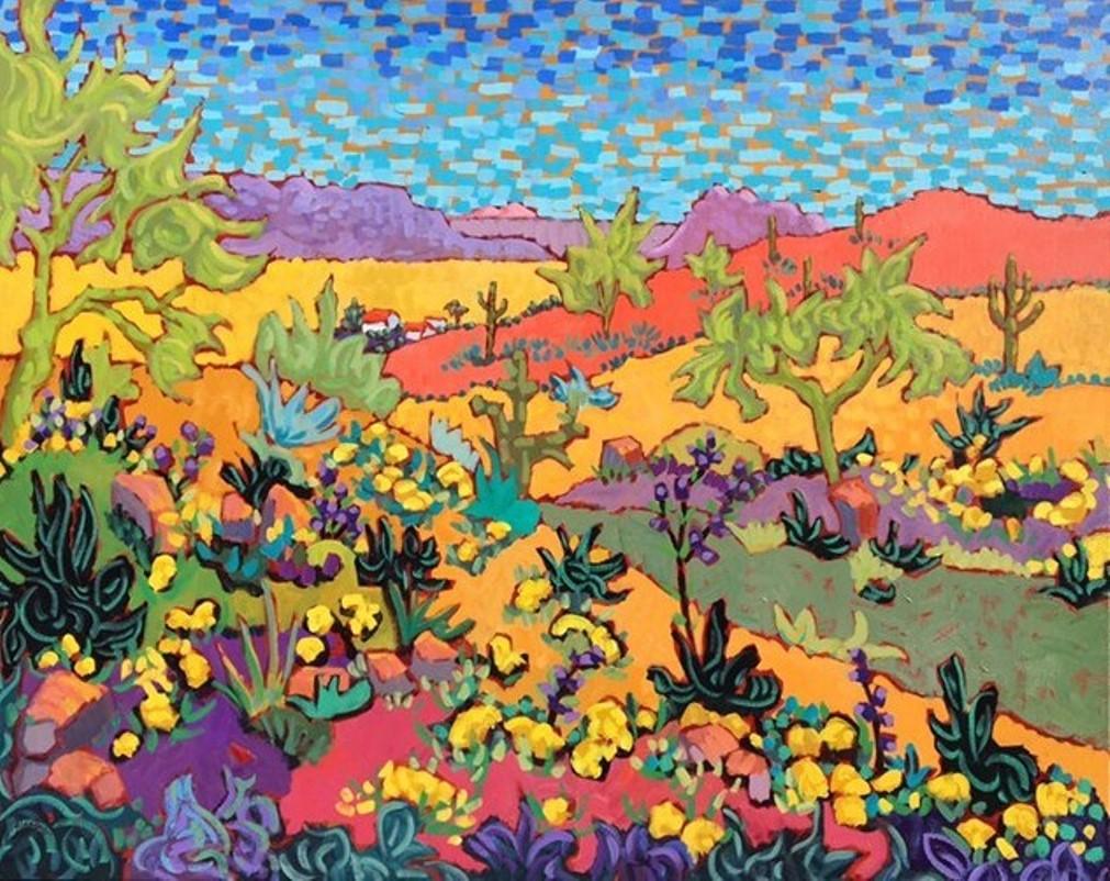 Claudia Hartley Landscape Painting - "Wildflower Explosion"