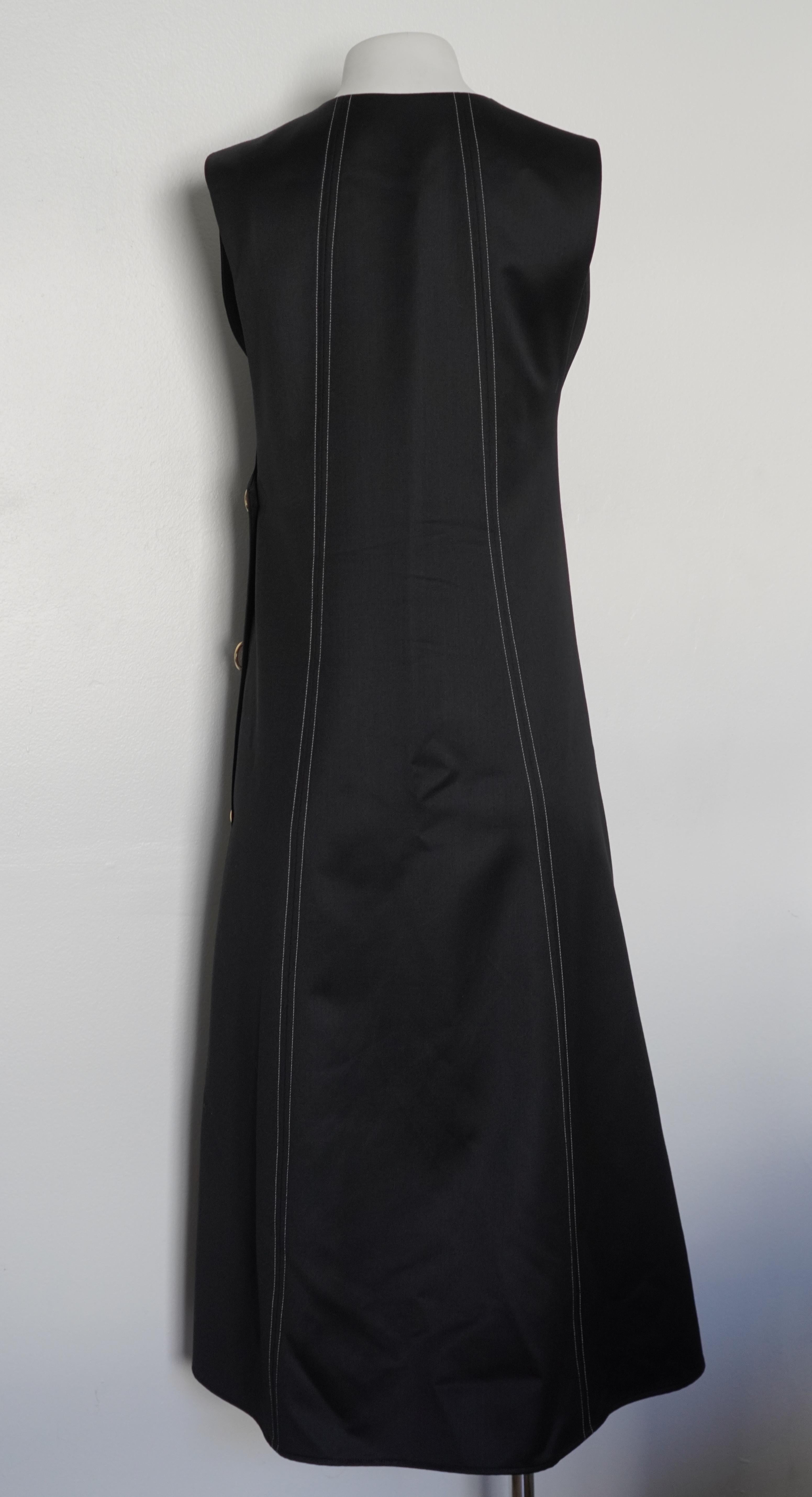 Women's Claudia Li Black Wool Sleeveless Midi dress, Size 4 For Sale