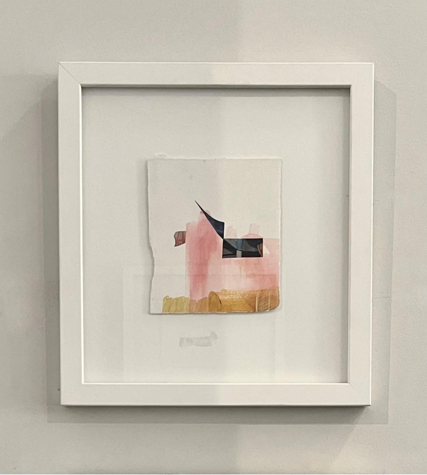 Contemporary, Abstract, Pink, Gold, Horse, Unicorn, Paper, Collage - Mixed Media Art by Claudia McCain