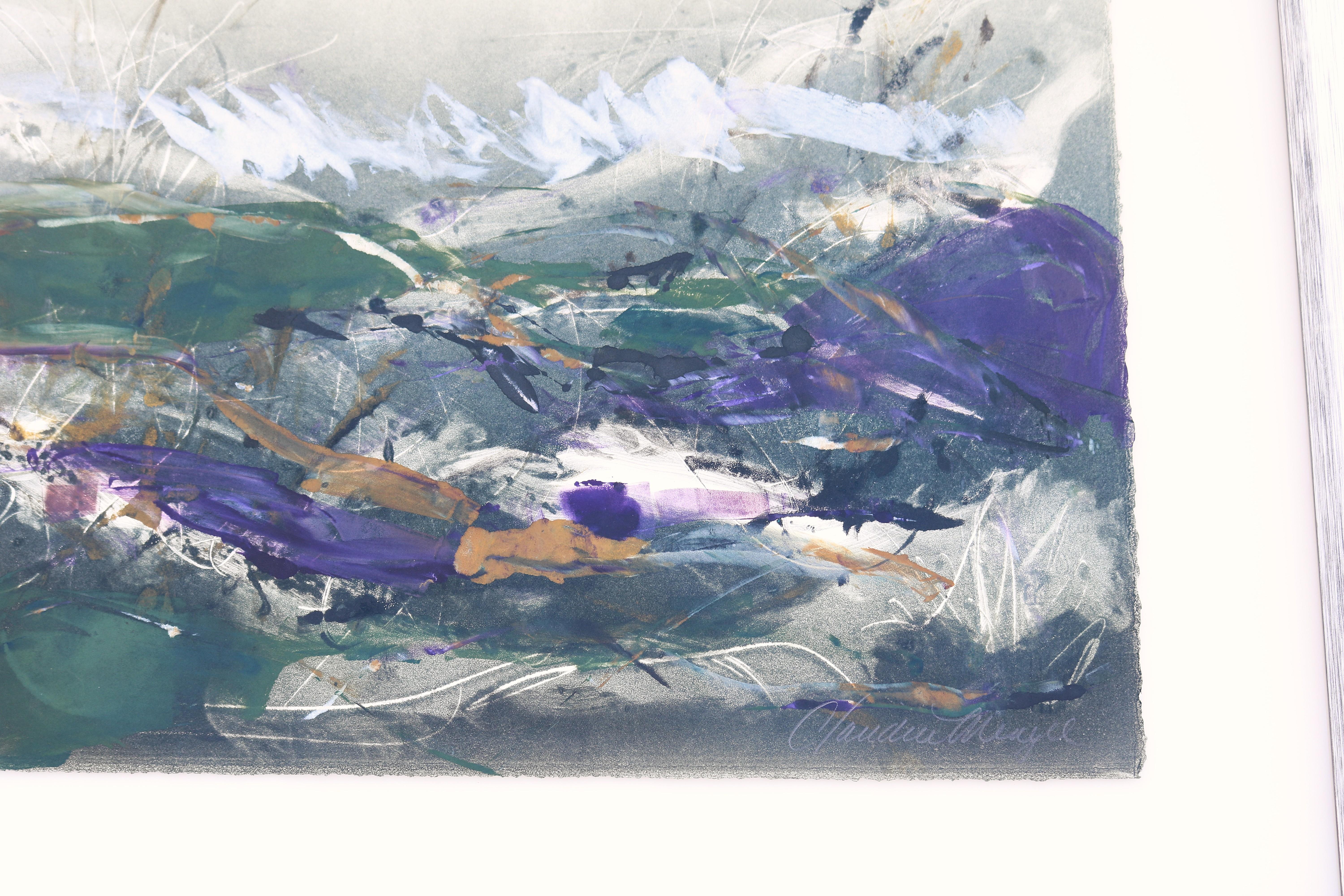 Claudia Mengel Pintura acrílica original firmada Paisaje abstracto Única en su especie en venta 5
