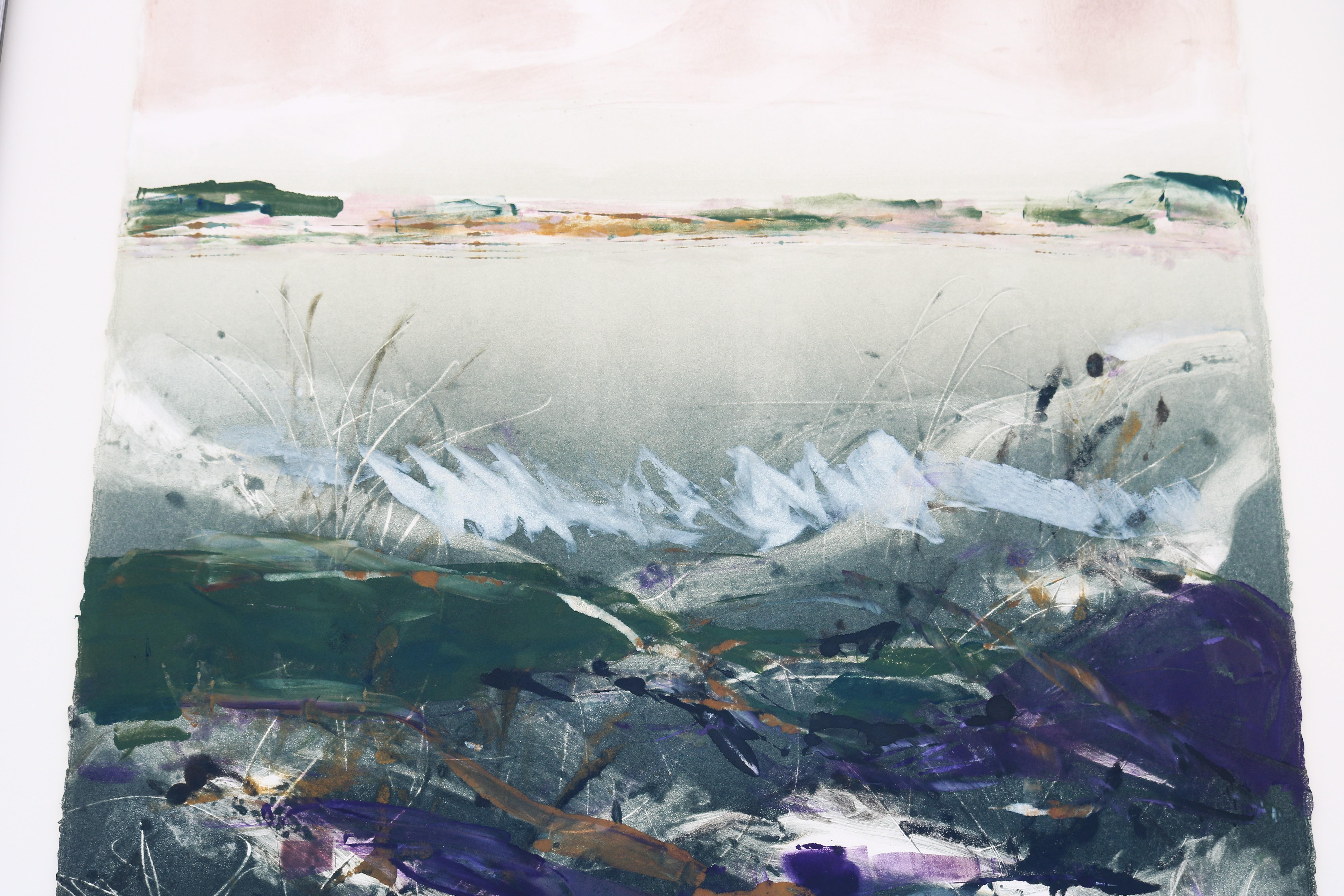 Claudia Mengel Pintura acrílica original firmada Paisaje abstracto Única en su especie en venta 7