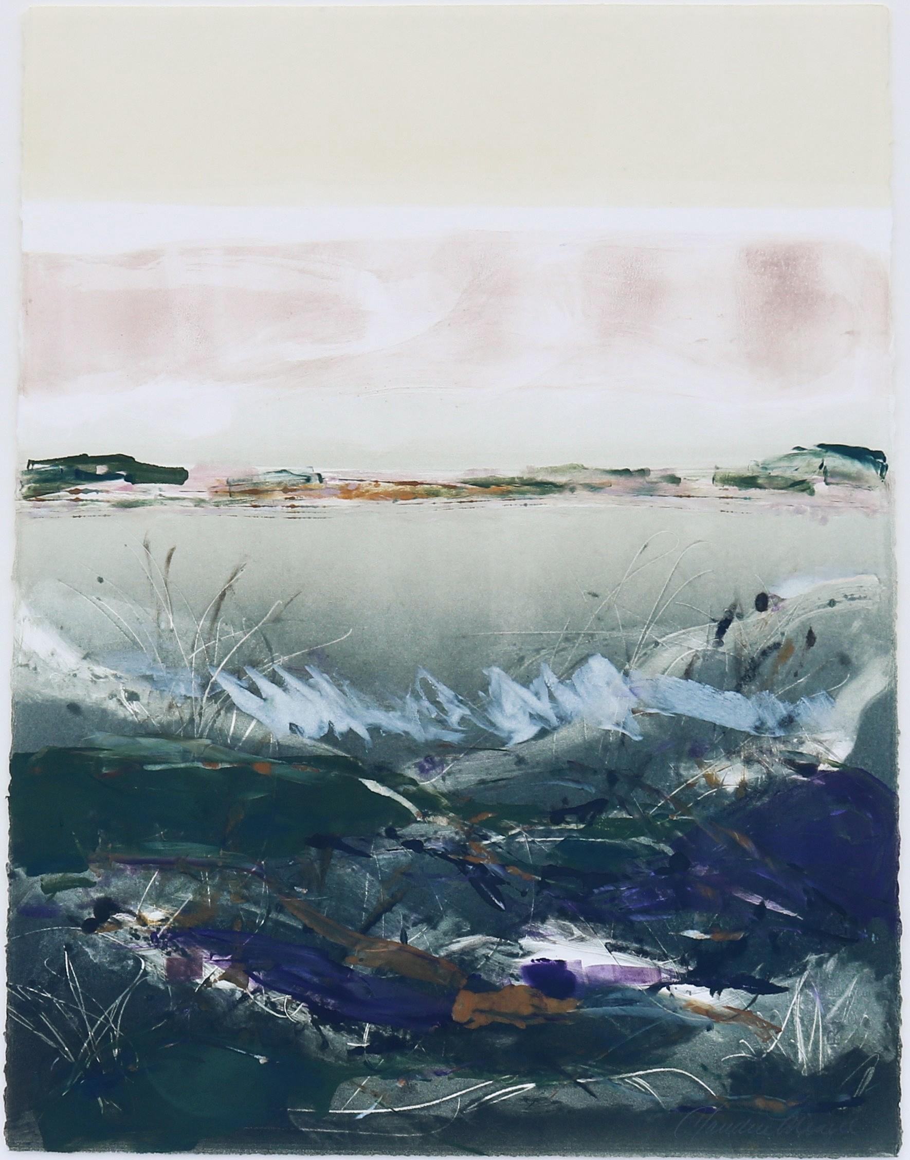 Claudia Mengel Pintura acrílica original firmada Paisaje abstracto Única en su especie Estadounidense en venta