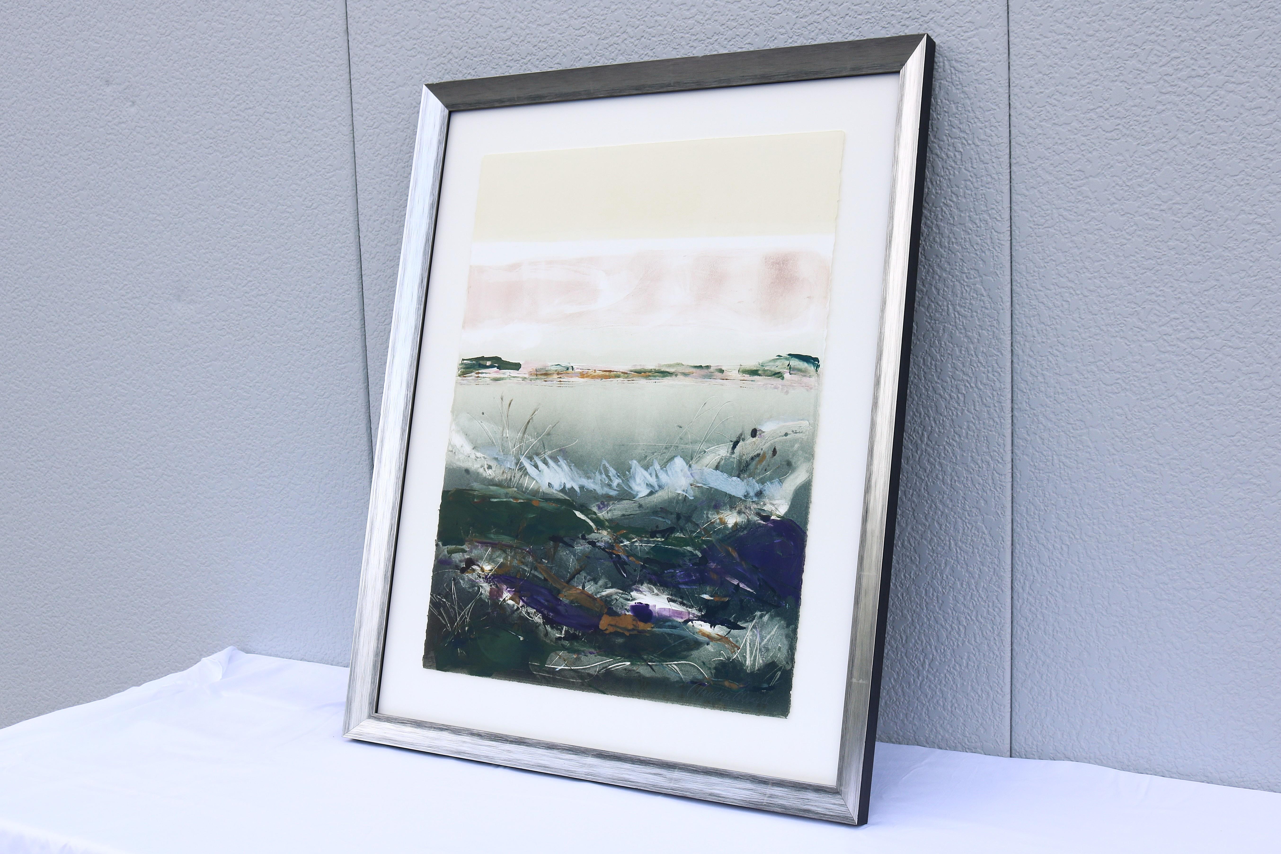 Claudia Mengel Pintura acrílica original firmada Paisaje abstracto Única en su especie Pintado a mano en venta