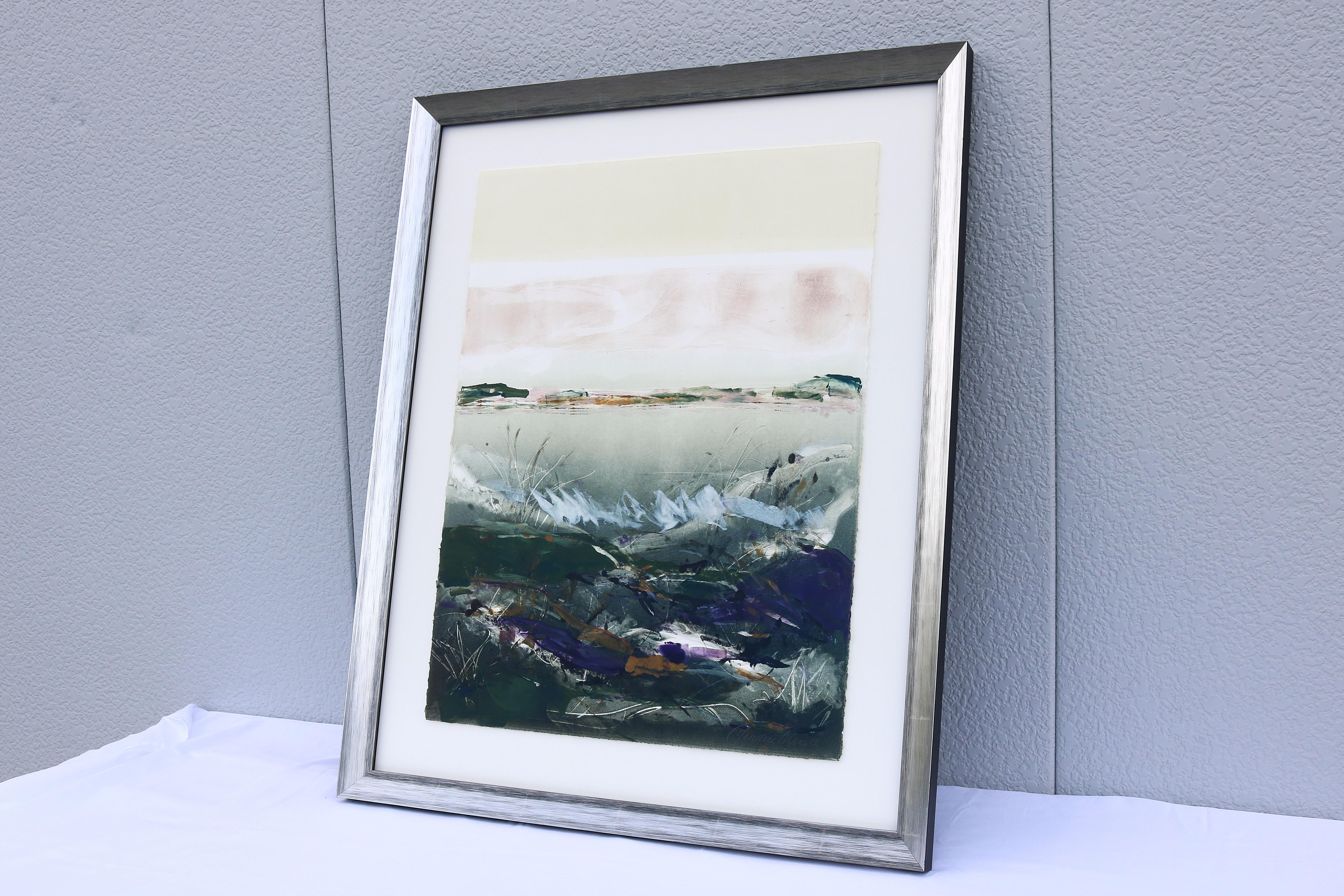 Claudia Mengel Pintura acrílica original firmada Paisaje abstracto Única en su especie en Excelente estado para la venta en Secaucus, NJ