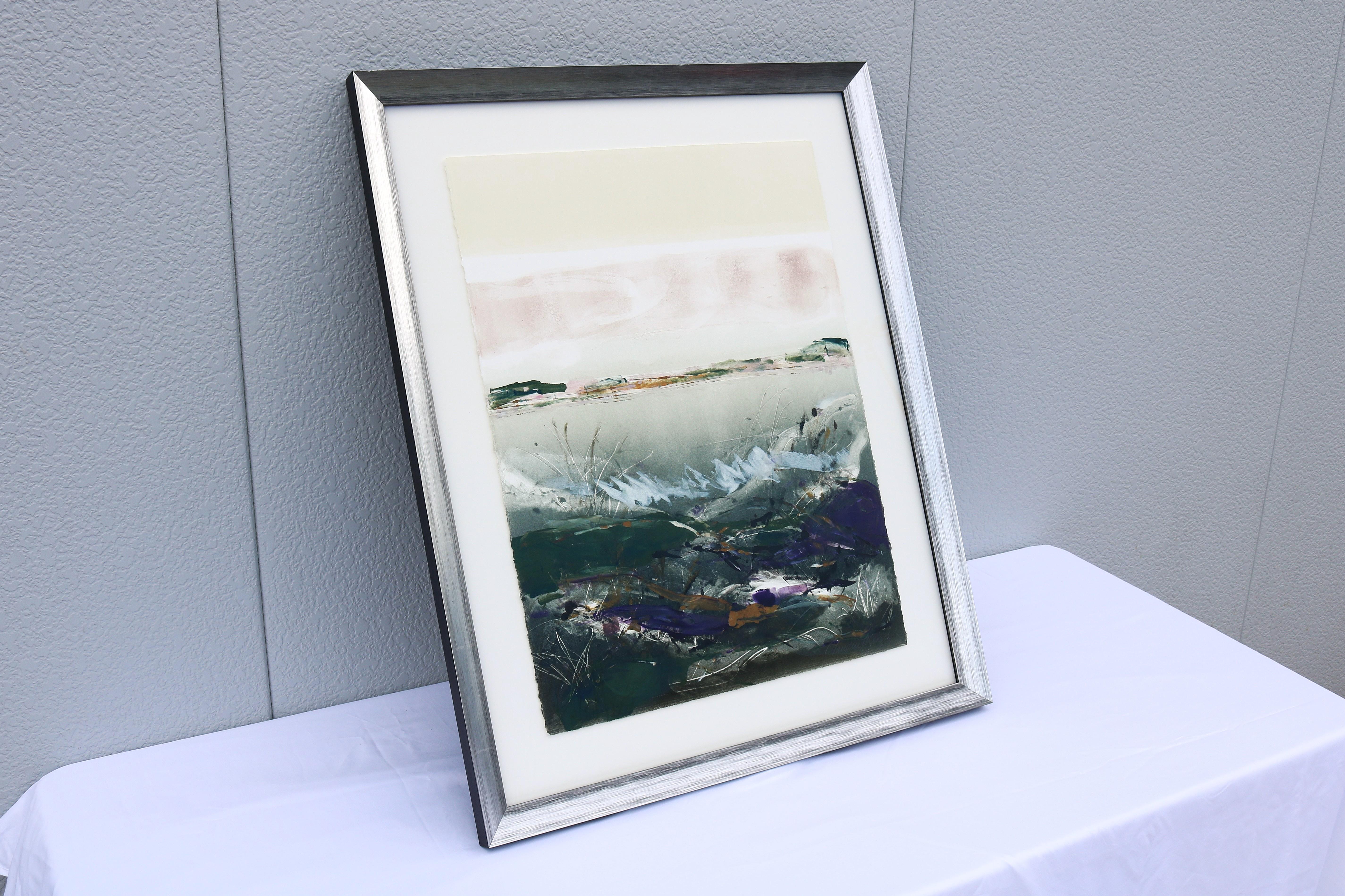 Claudia Mengel Pintura acrílica original firmada Paisaje abstracto Única en su especie Acrílico en venta