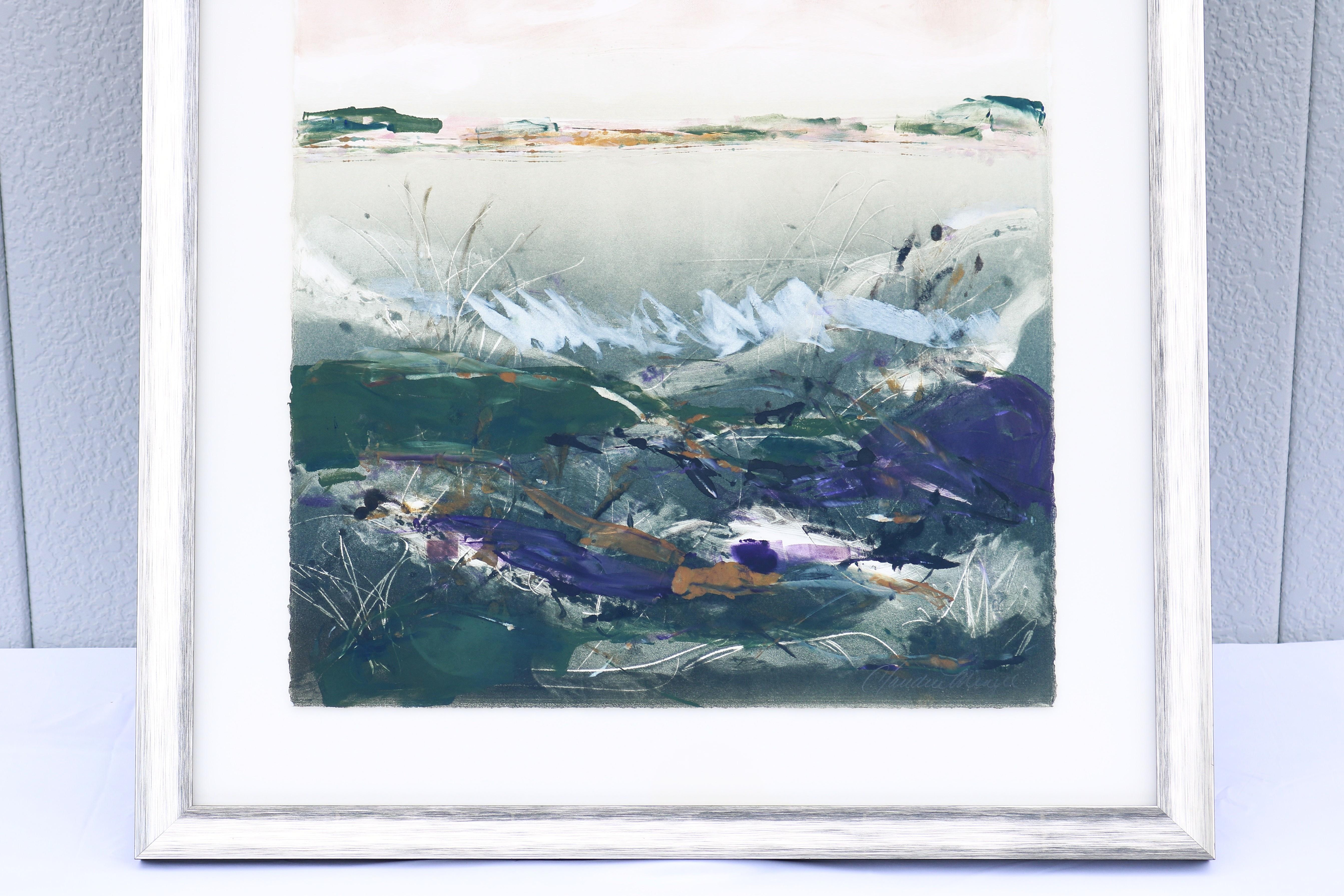 Claudia Mengel Pintura acrílica original firmada Paisaje abstracto Única en su especie en venta 1