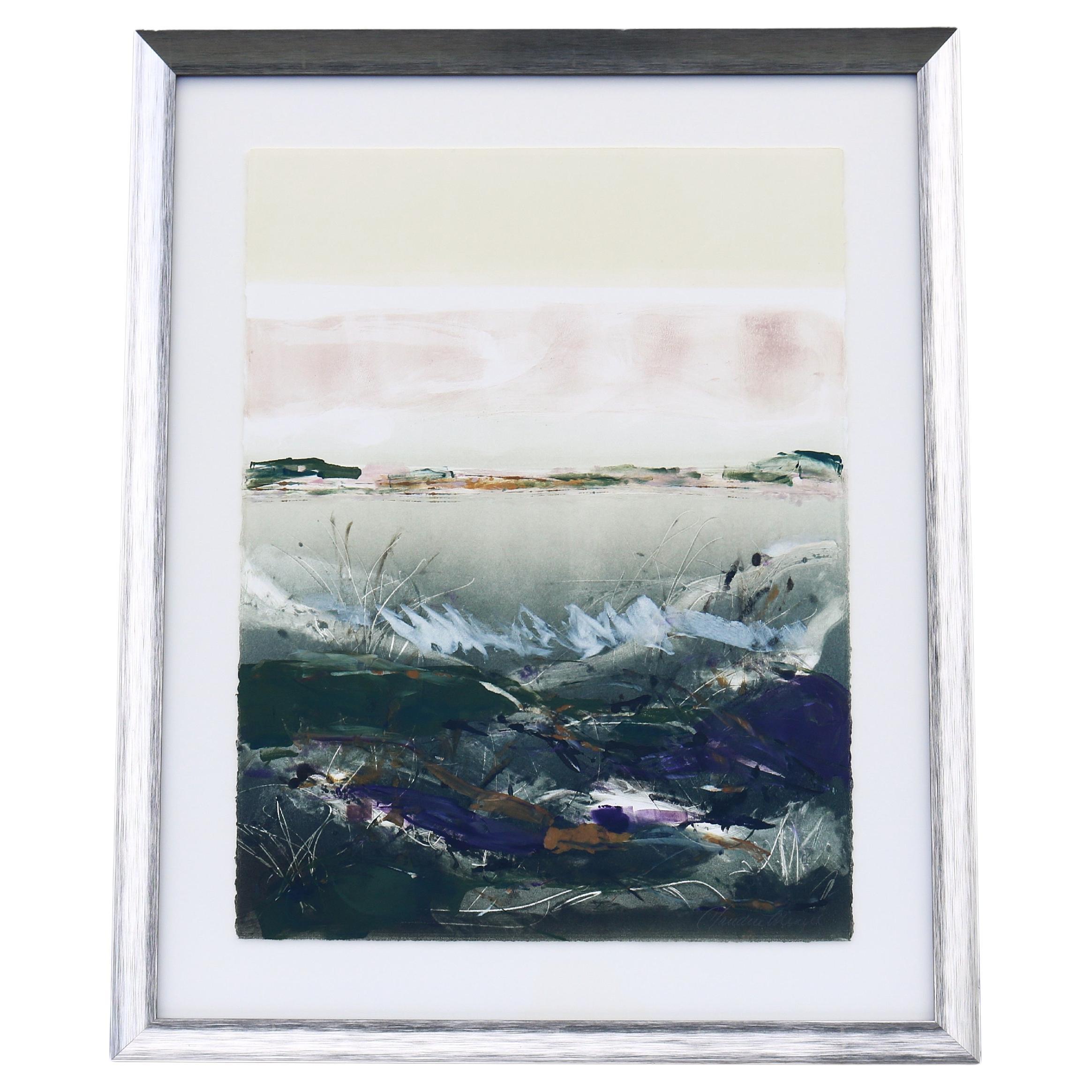 Claudia Mengel Pintura acrílica original firmada Paisaje abstracto Única en su especie