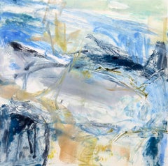 Antibes XI, Abstract Landscape Painting, Acrylic on Paper, Framed, Signed