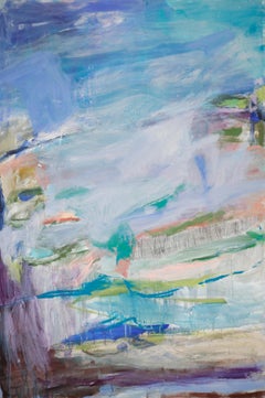 Sun River, Abstraktes Acrylgemälde auf Leinwand, signiert