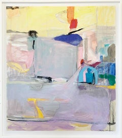 Sunrise, Abstract Landscape Painting, Acrylic on Vellum, Framed, Signed