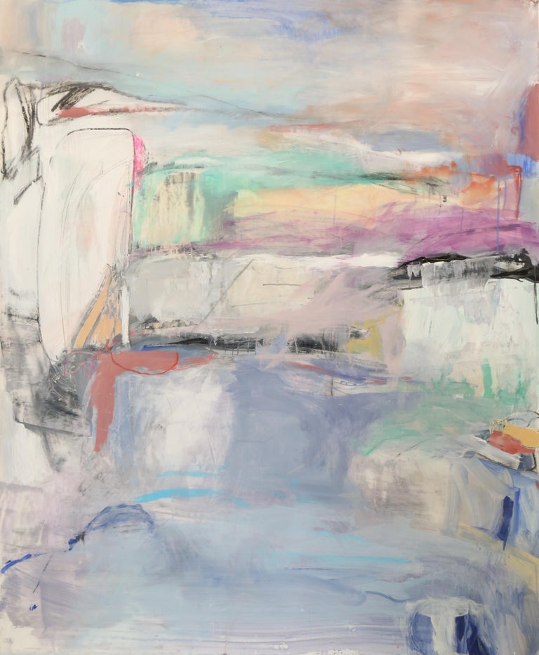Claudia Mengel Winter Walk Abstract Landscape Painting Acrylic On Vellum Framed Signed At 1stdibs