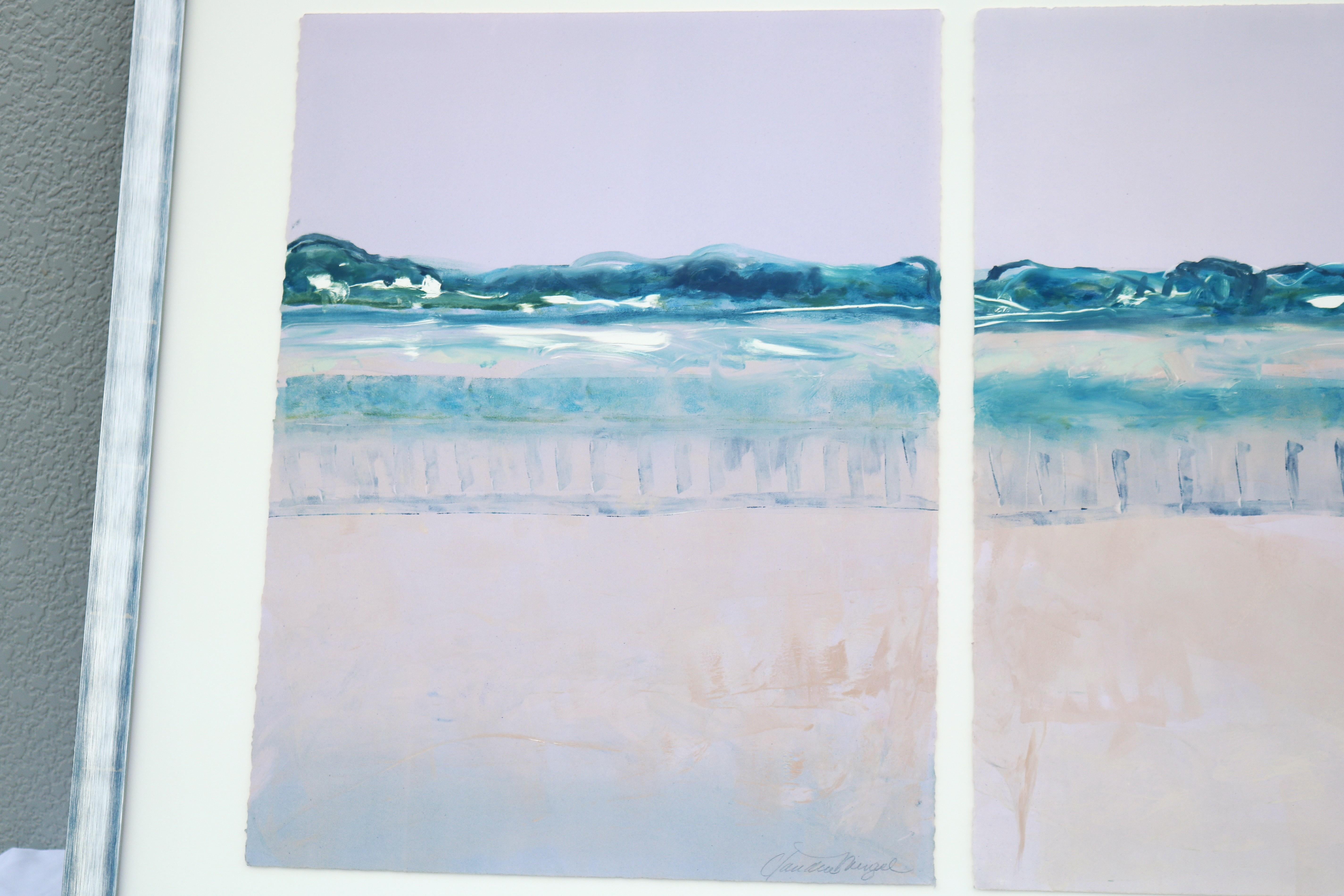 Claudia Mengel Díptico firmado Paisaje abstracto Pintura acrílica Única en su especie en venta 2