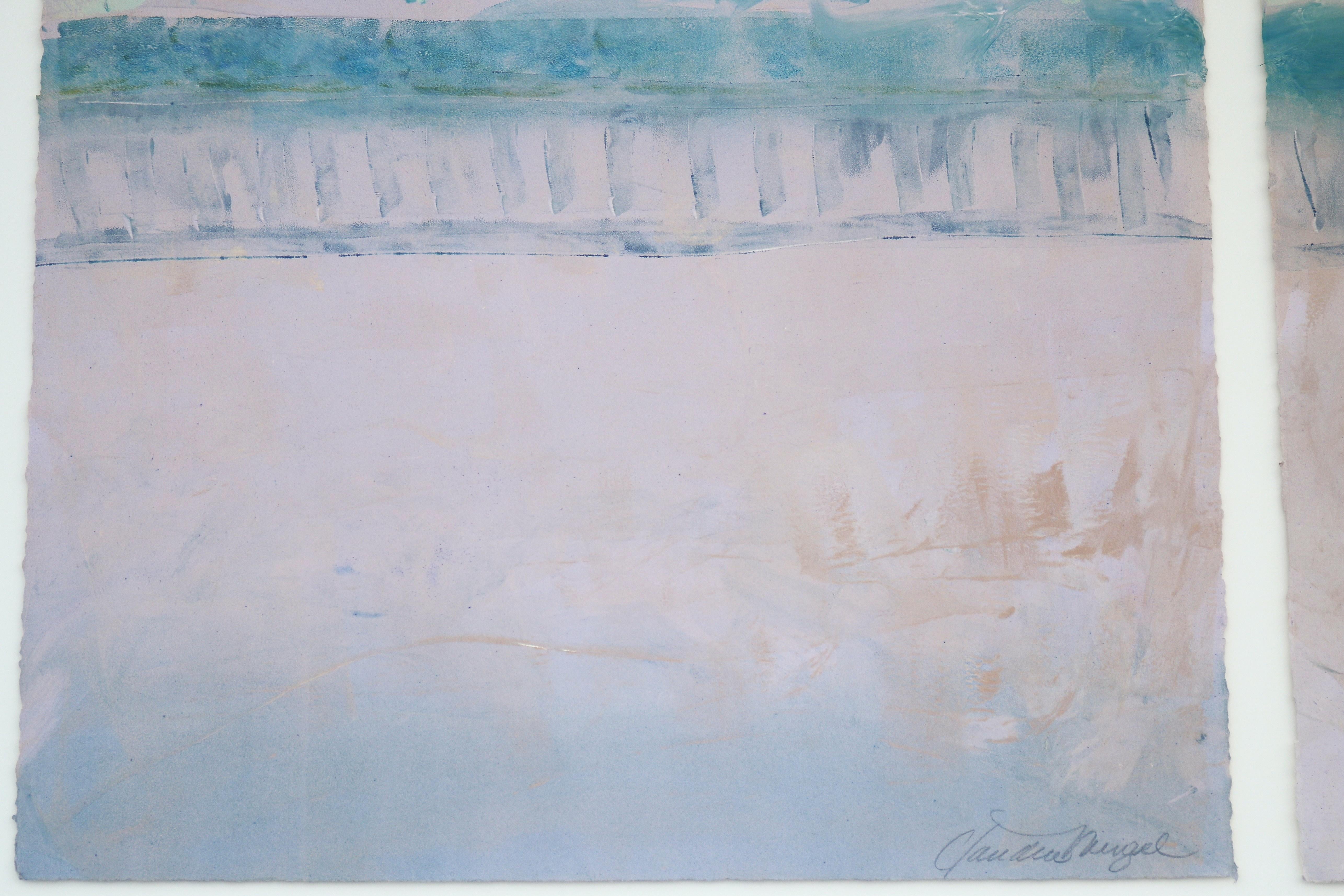 Claudia Mengel Díptico firmado Paisaje abstracto Pintura acrílica Única en su especie en venta 3