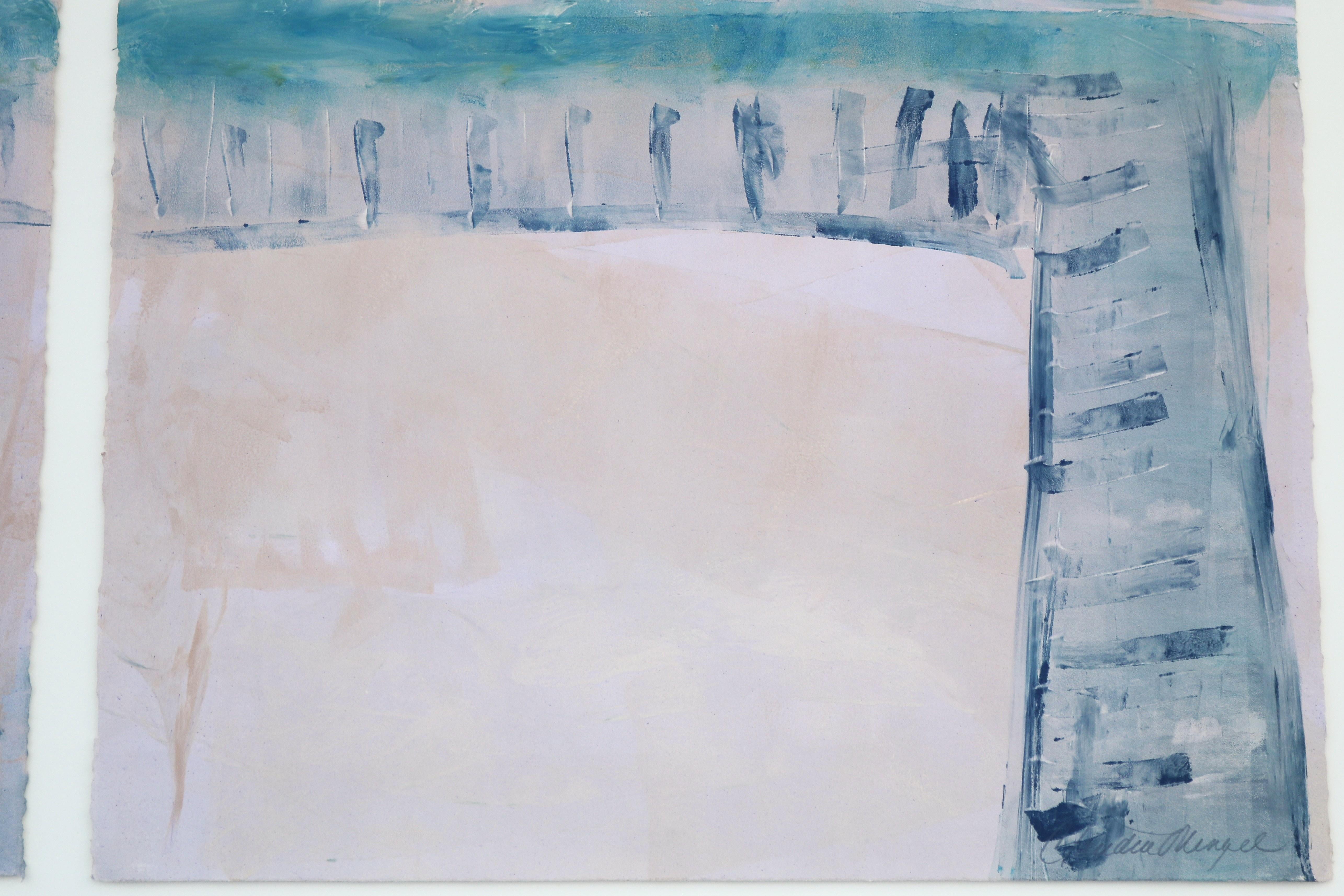 Claudia Mengel Díptico firmado Paisaje abstracto Pintura acrílica Única en su especie en venta 4