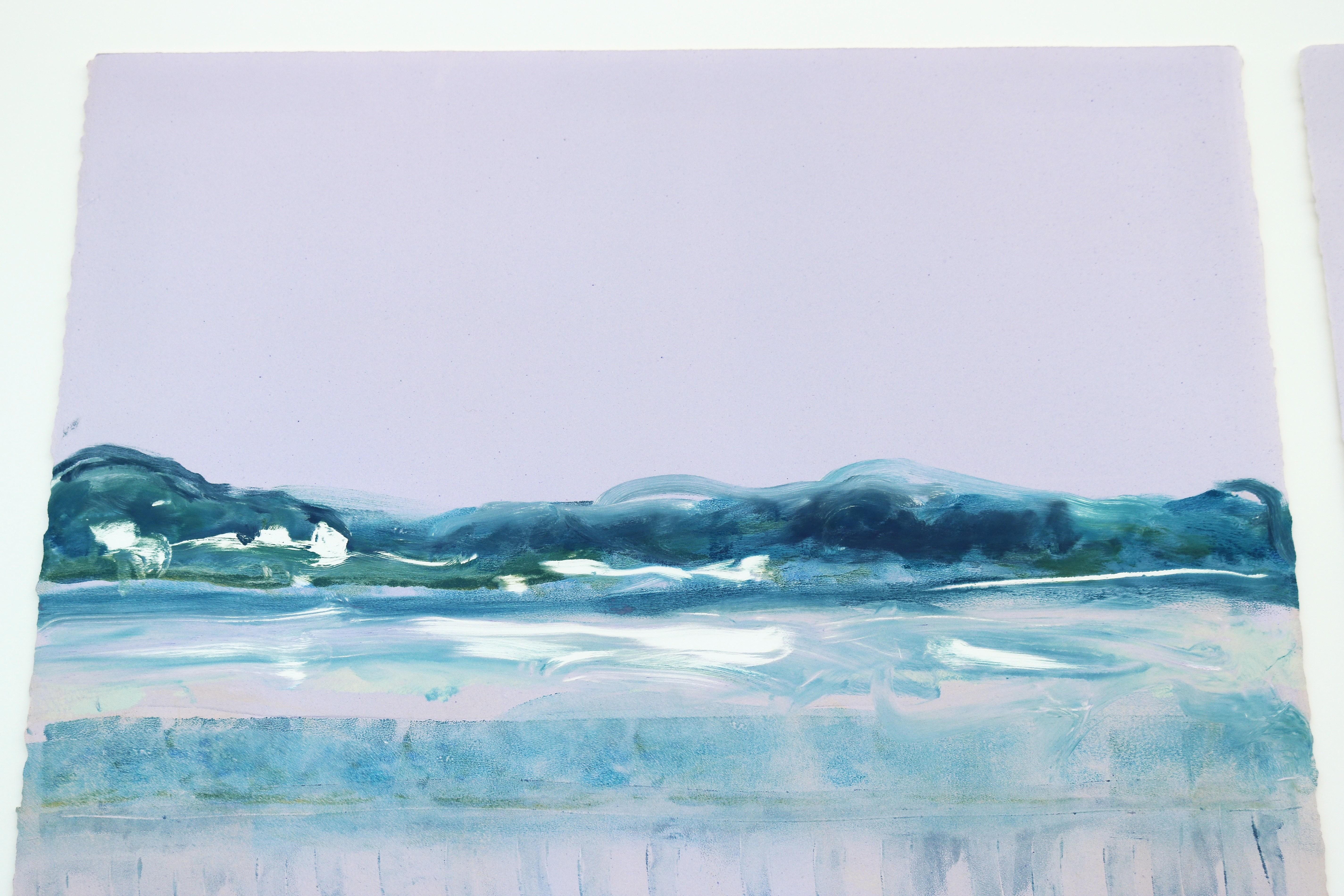Claudia Mengel Díptico firmado Paisaje abstracto Pintura acrílica Única en su especie en venta 5