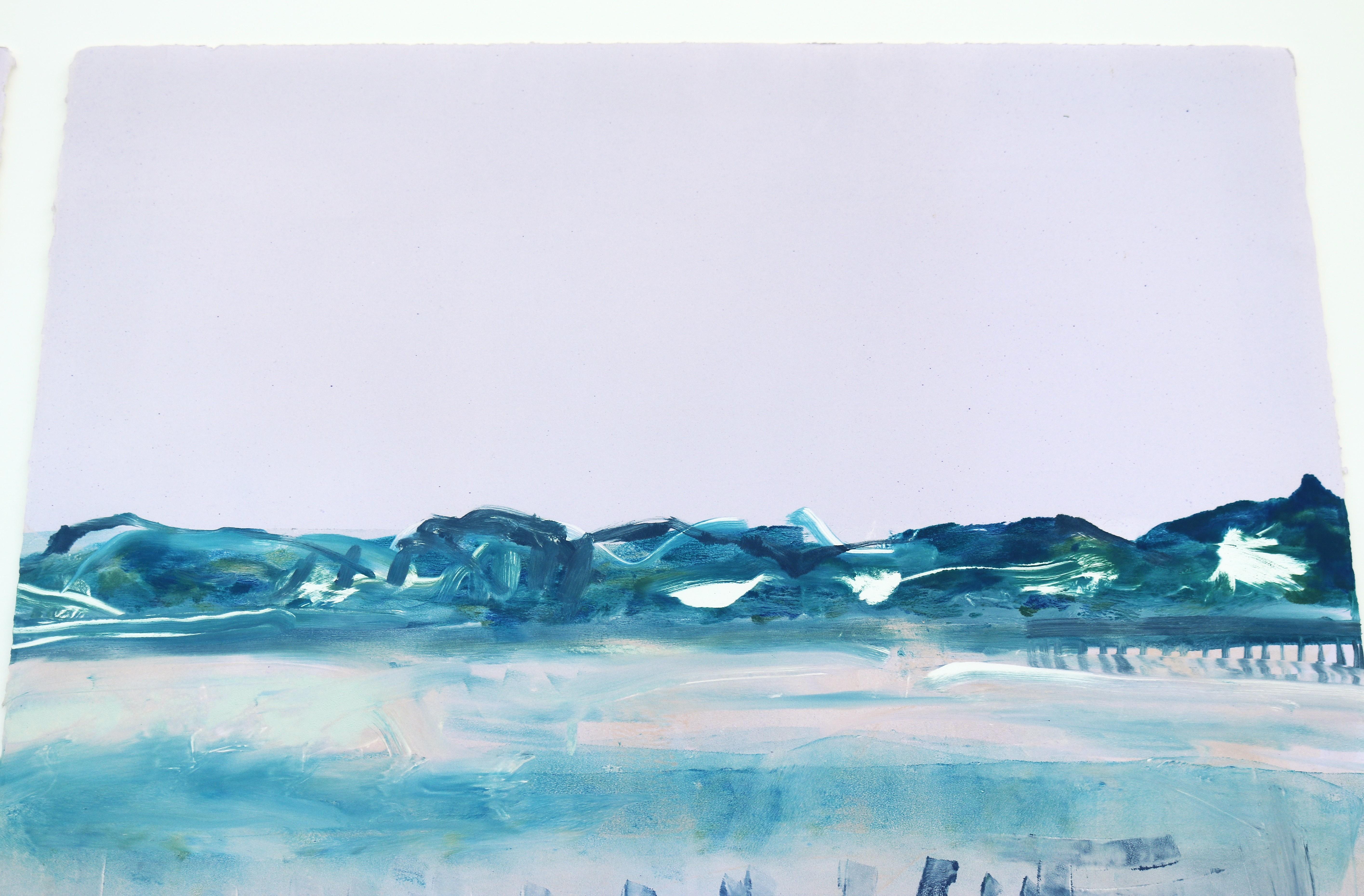 Claudia Mengel Díptico firmado Paisaje abstracto Pintura acrílica Única en su especie en venta 6