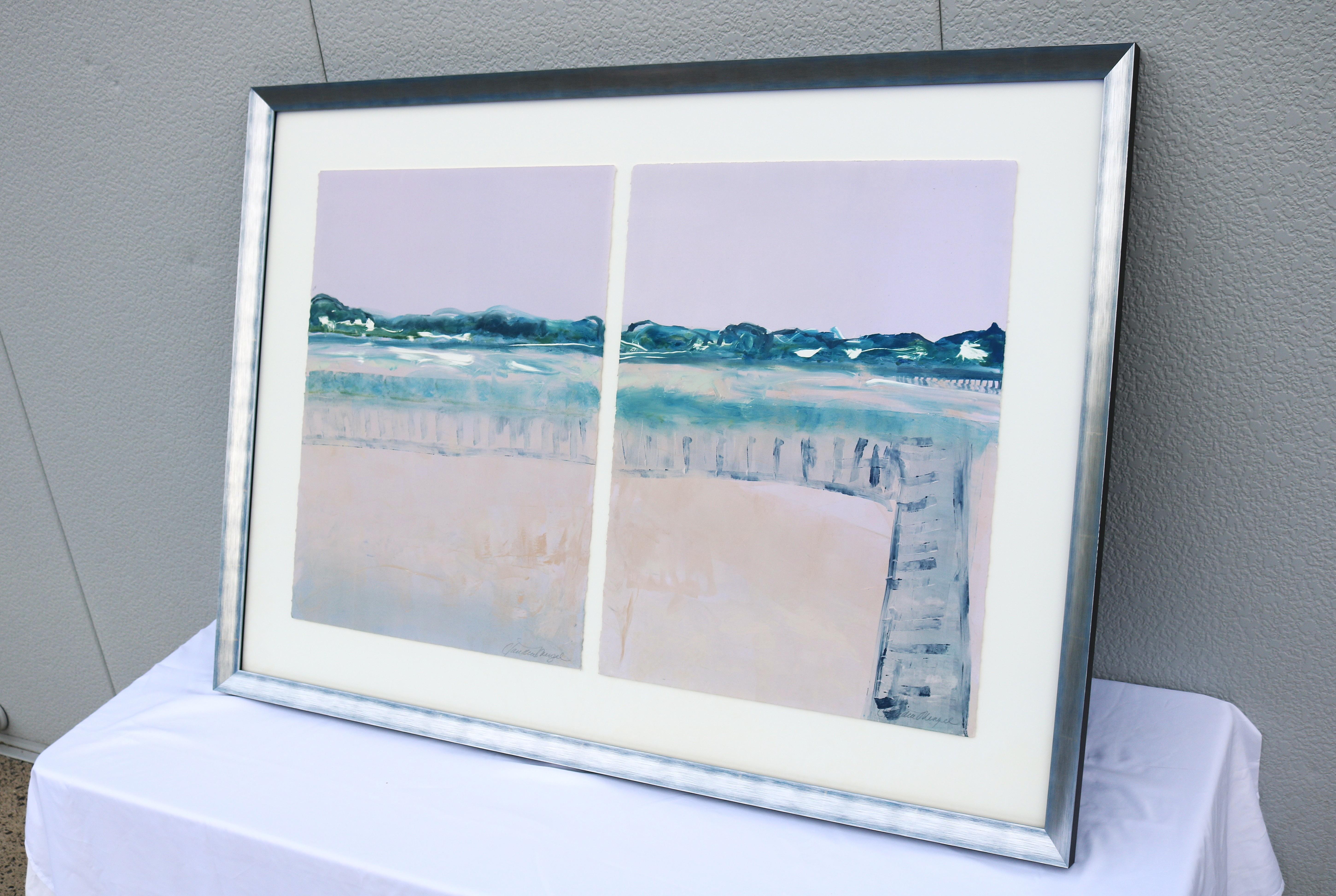 Claudia Mengel Díptico firmado Paisaje abstracto Pintura acrílica Única en su especie en Excelente estado para la venta en Secaucus, NJ