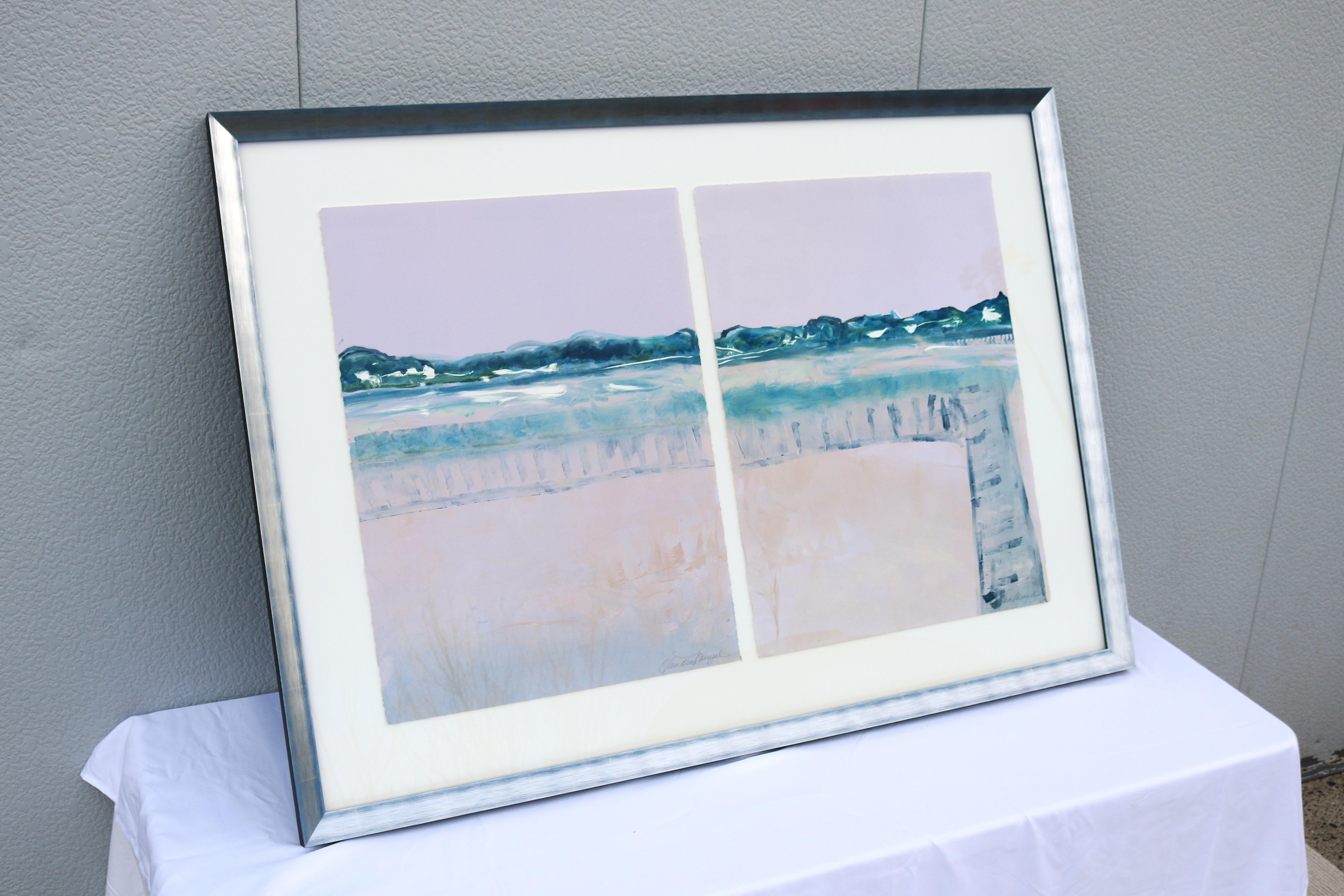 Claudia Mengel Díptico firmado Paisaje abstracto Pintura acrílica Única en su especie Acrílico en venta