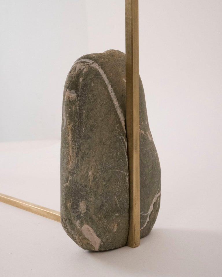 Claudia Peña Salinas 'Chal VII,' Brass and river stone, sculpture For