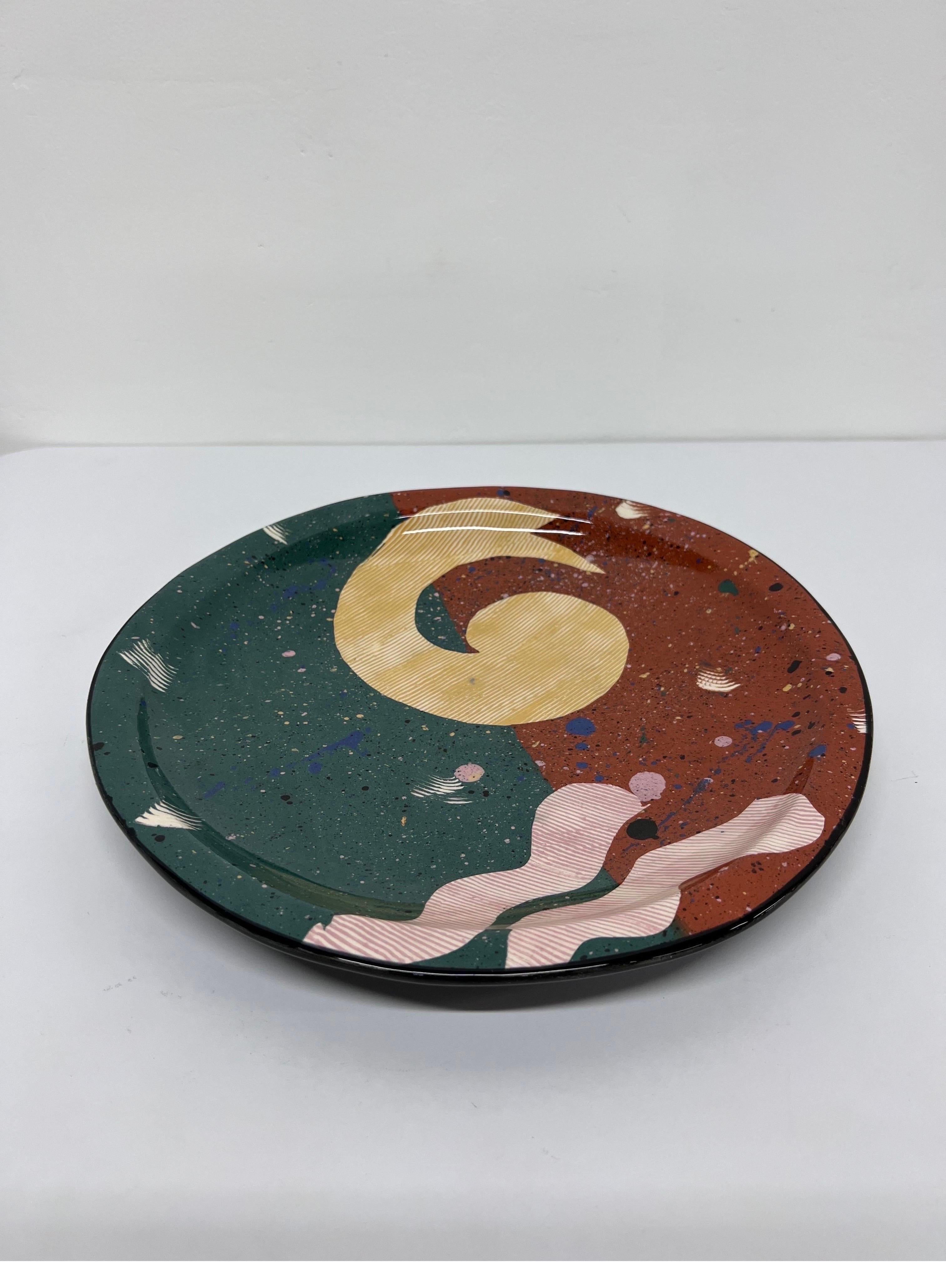 Post-Modern Claudia Reese Cera-Mix Studio Pottery Postmodern Art Dinner Plate For Sale