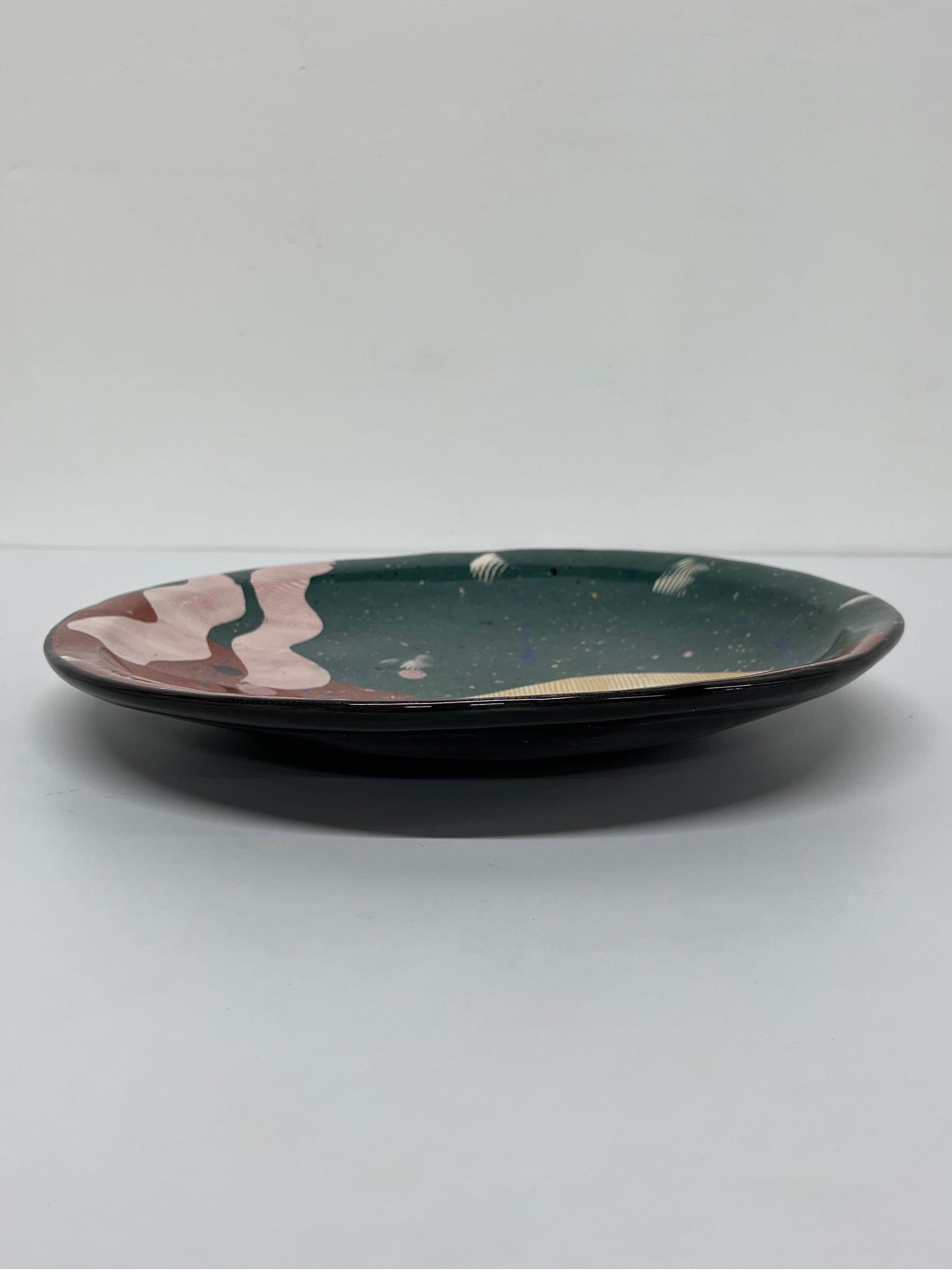 Ceramic Claudia Reese Cera-Mix Studio Pottery Postmodern Art Dinner Plate For Sale