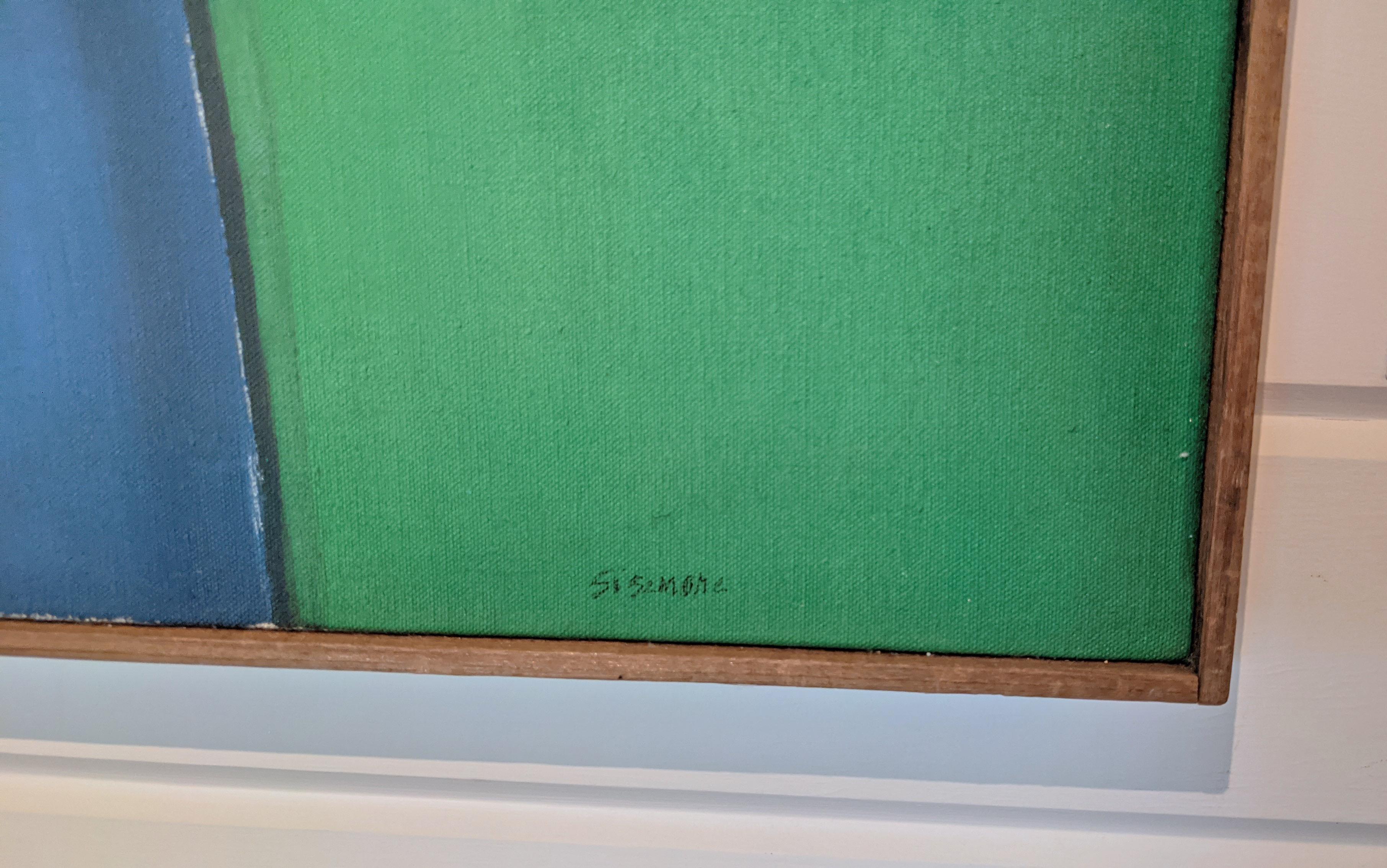 Blu e verde astratto - Painting Color-Field di Claudia Sisemore