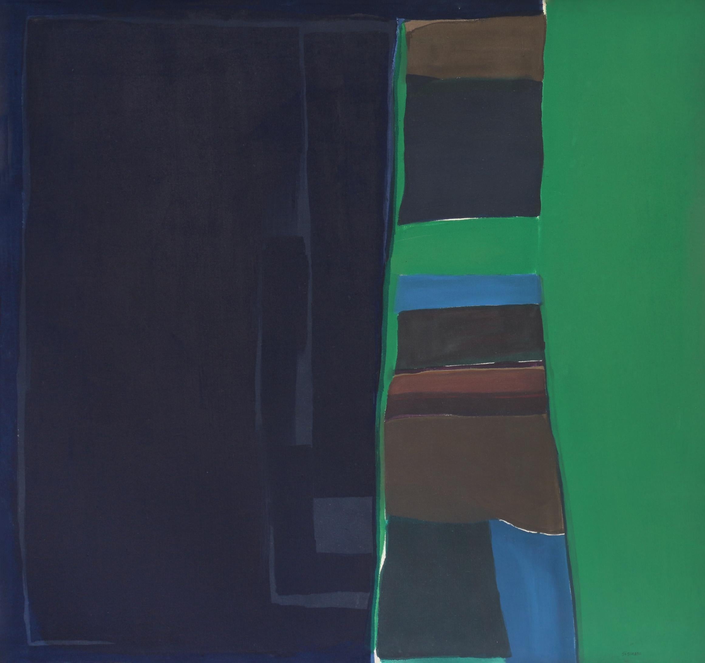 Claudia Sisemore Abstract Painting - Blue and Green Abstract