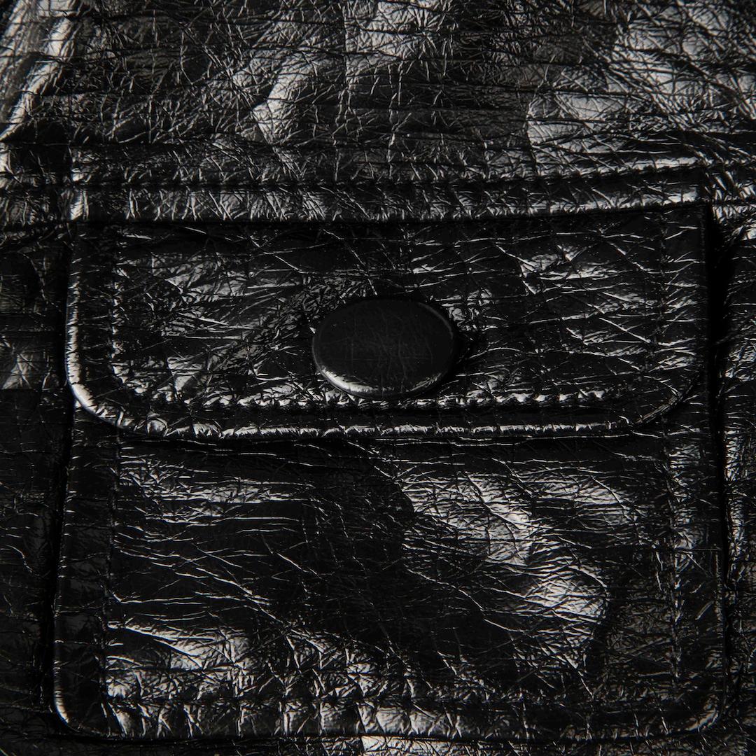 Claudie Pierlot Black Aged Vegan Leather Jacket Size S In Good Condition For Sale In London, GB
