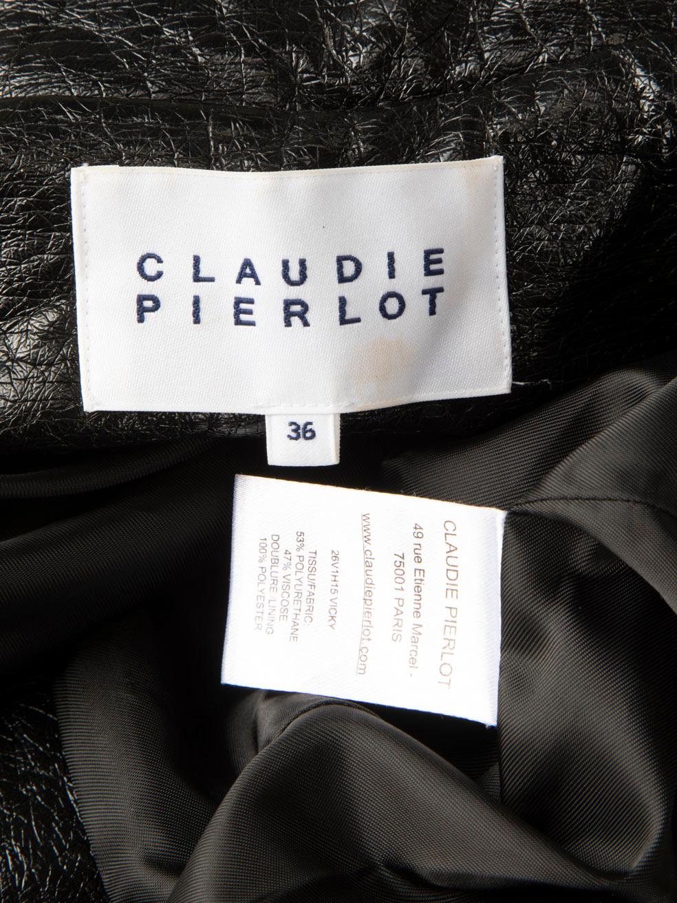 Claudie Pierlot Black Aged Vegan Leather Jacket Size S For Sale 4