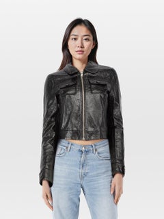 Claudie Pierlot Black Aged Vegan Leather Jacket Size S