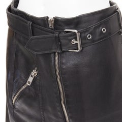 Mini-jupe motard CLAUDIE PIERLOT en cuir souple noir, avec fermeture éclair et poches, taille 36 S