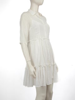 Claudie Pierlot White Knee Length Tiered Dress Size S