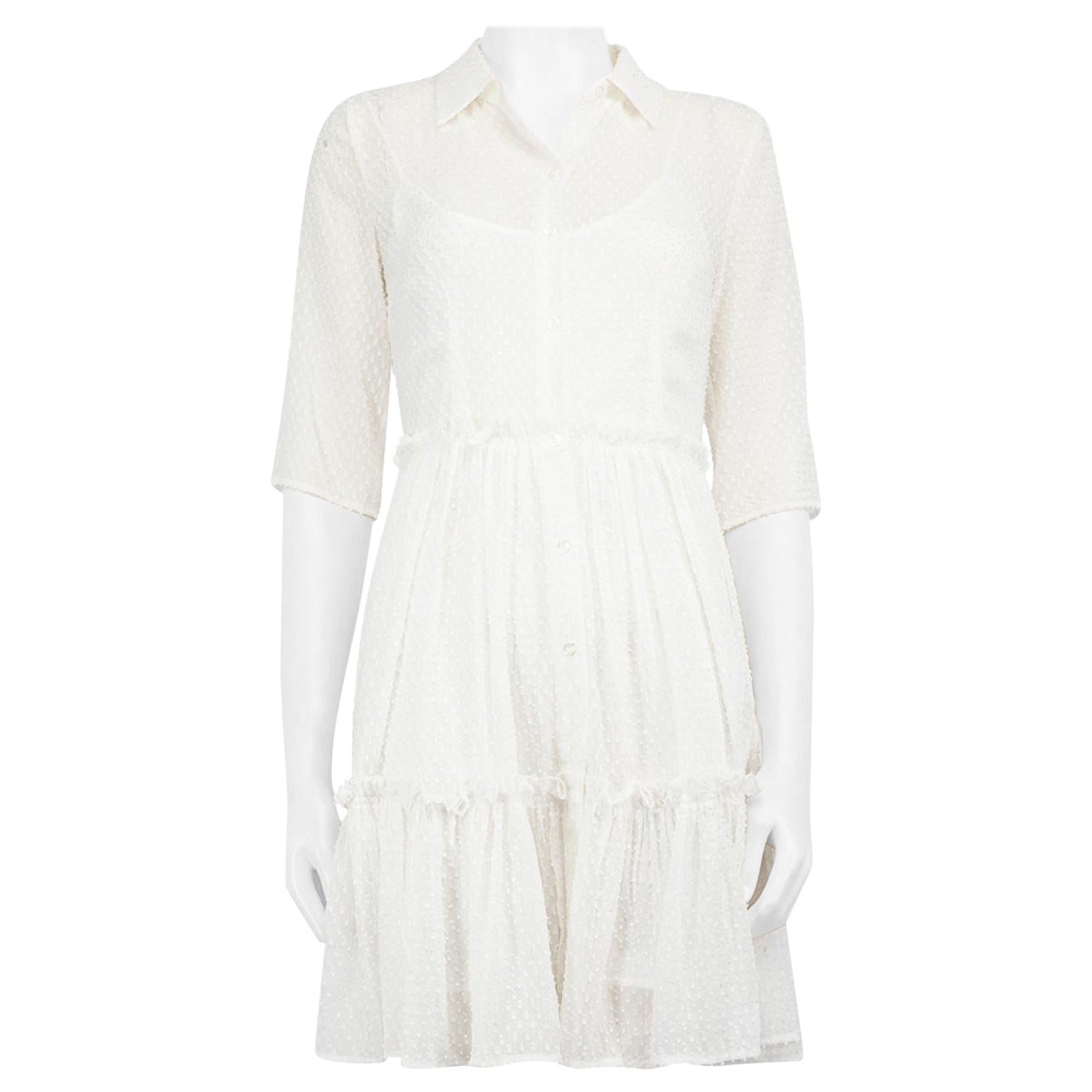Claudie Pierlot Robe à volants blanche longueur genou, taille S