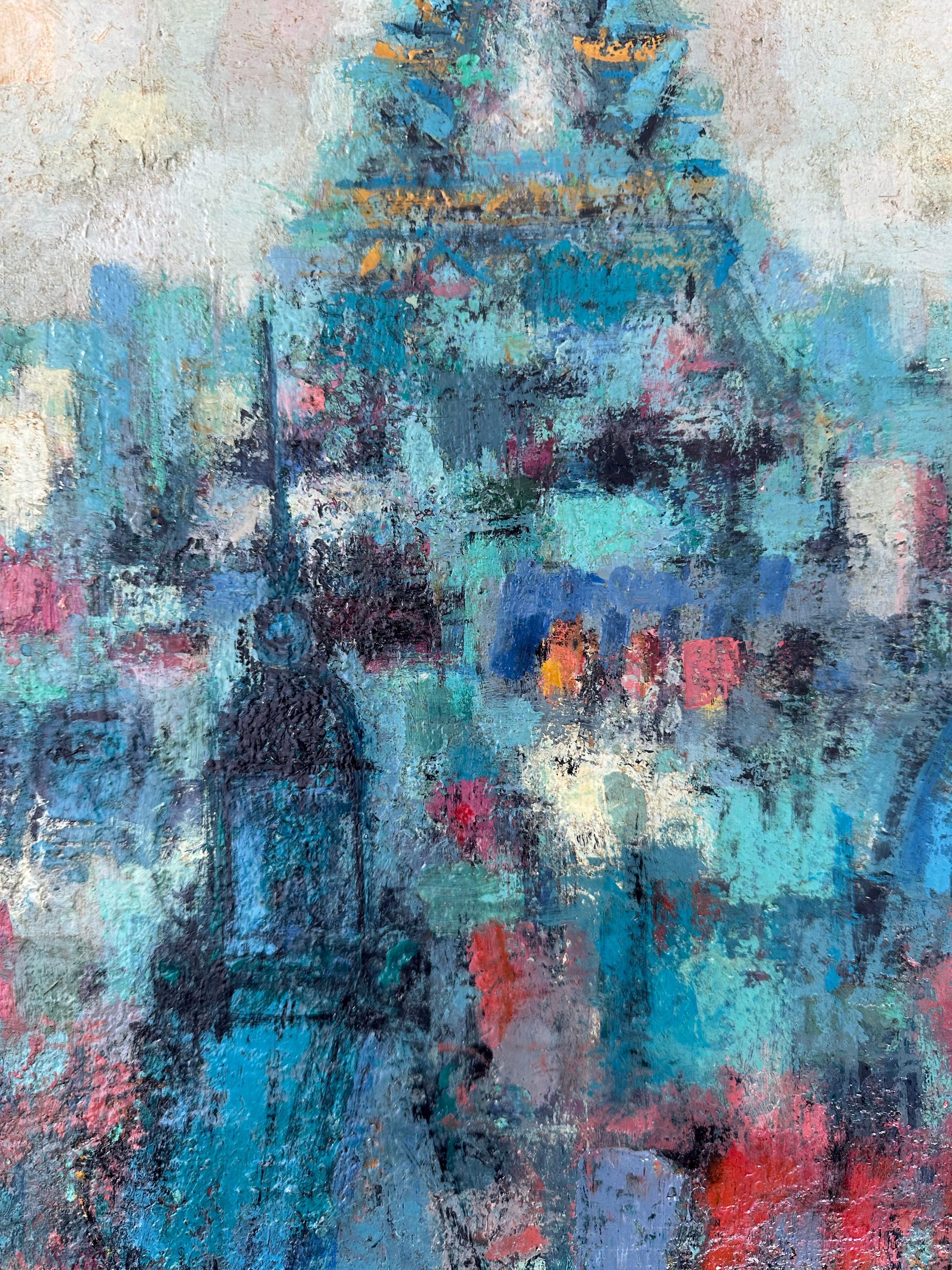 Tetti di Parigi - Painting Astratto di Claudine Berechel
