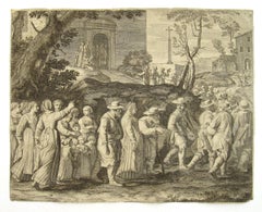 The Wedding Procession - Le Cortege nuptial - 17thC Etching from Les Pastorales