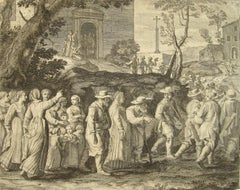 Antique The Wedding Procession - Le Cortege nuptial - 17thC Etching from Les Pastorales