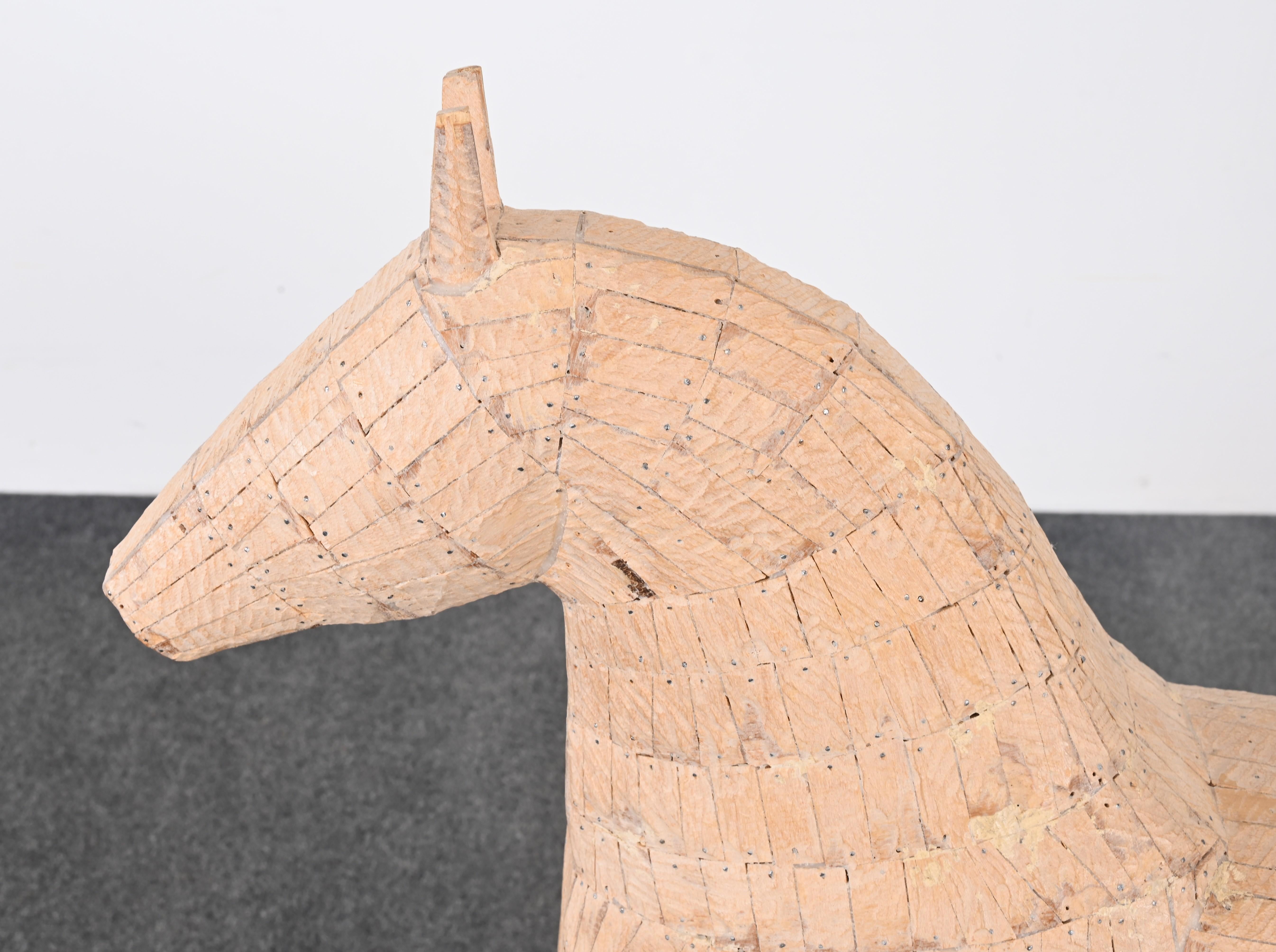 Bois Sculpture de cheval 