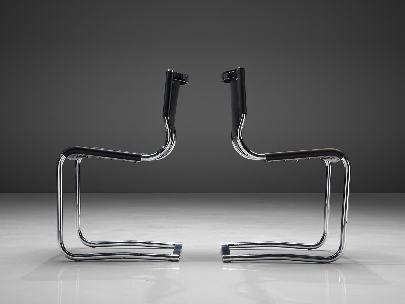 Mid-Century Modern Carlo Bartoli Set of Tubular Dining Chairs