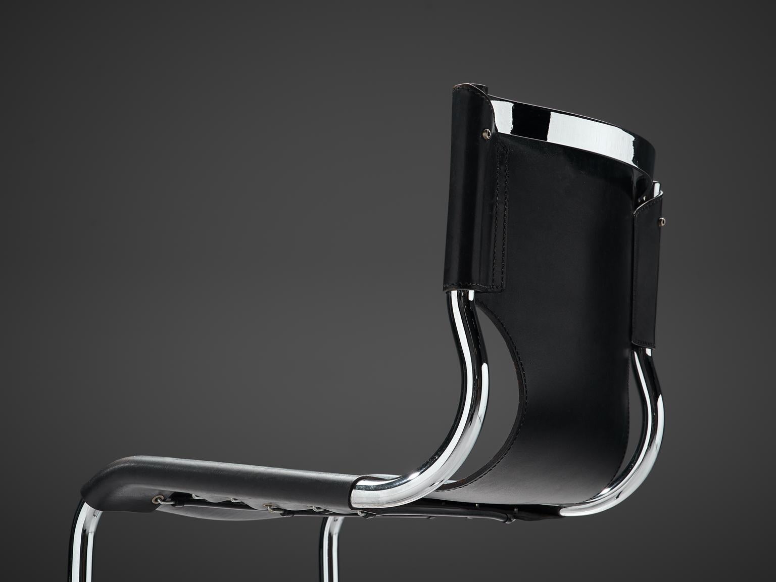 Italian Carlo Bartoli Set of Tubular Dining Chairs