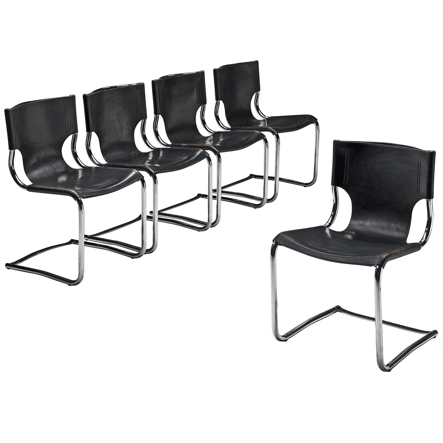Carlo Bartoli Set of Tubular Dining Chairs
