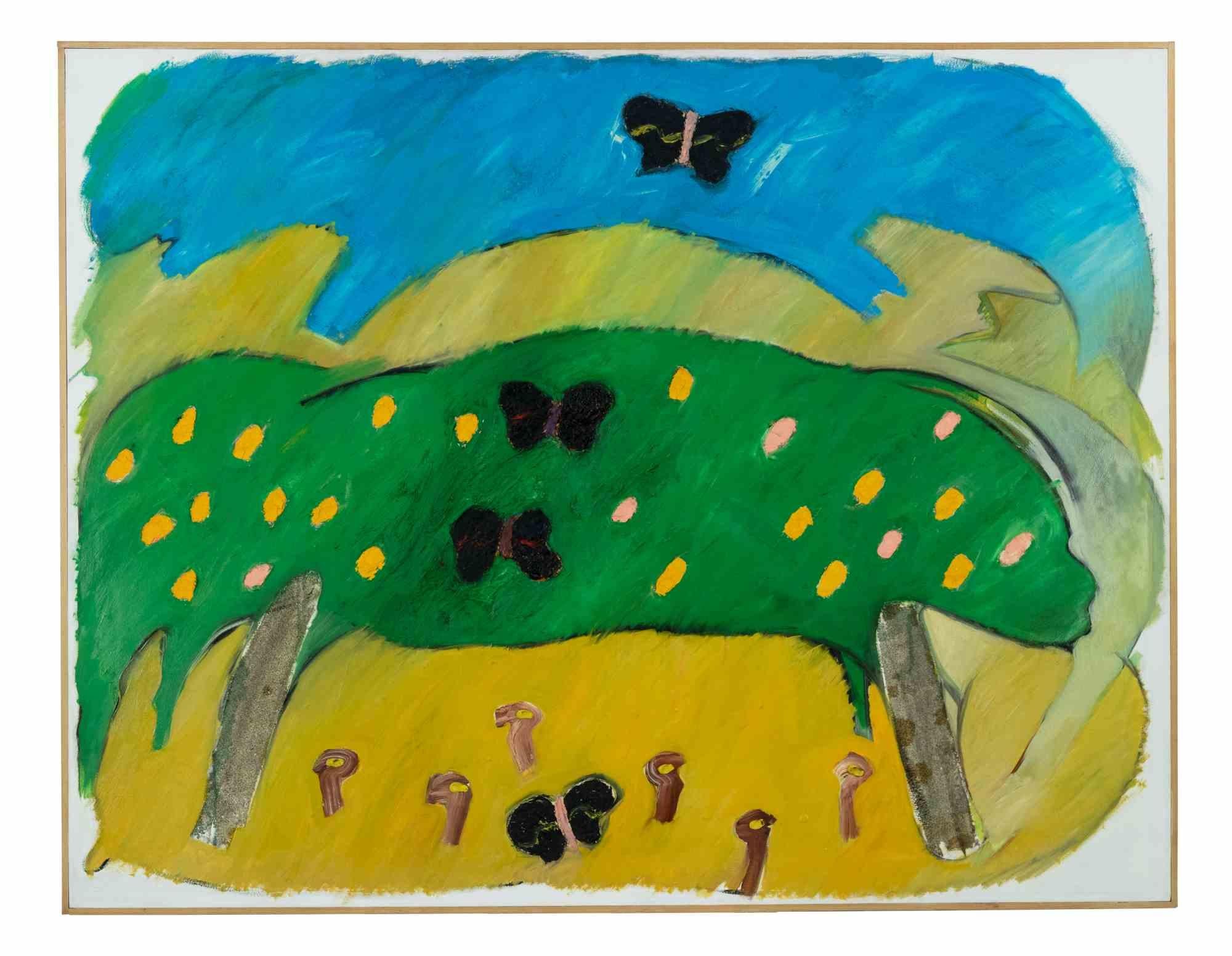 Representation of the Countryside - Acrylic by C. Bissatti - 1980s