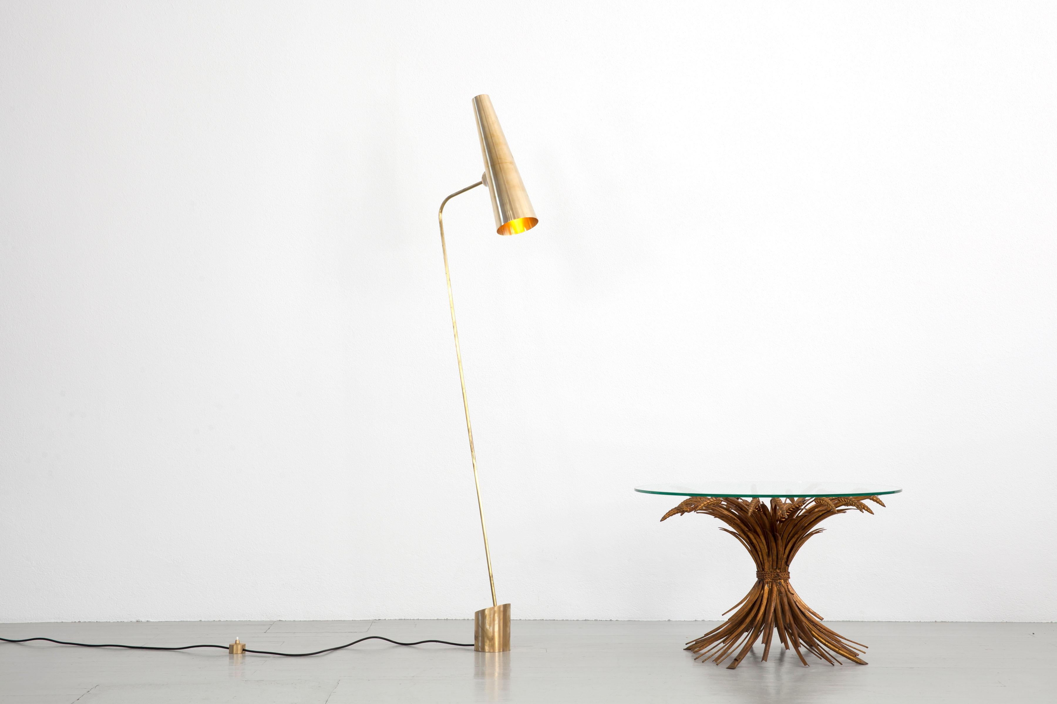 Mid-Century Modern Claudio Brocchini Handmade Brass Floor Lamp Model 