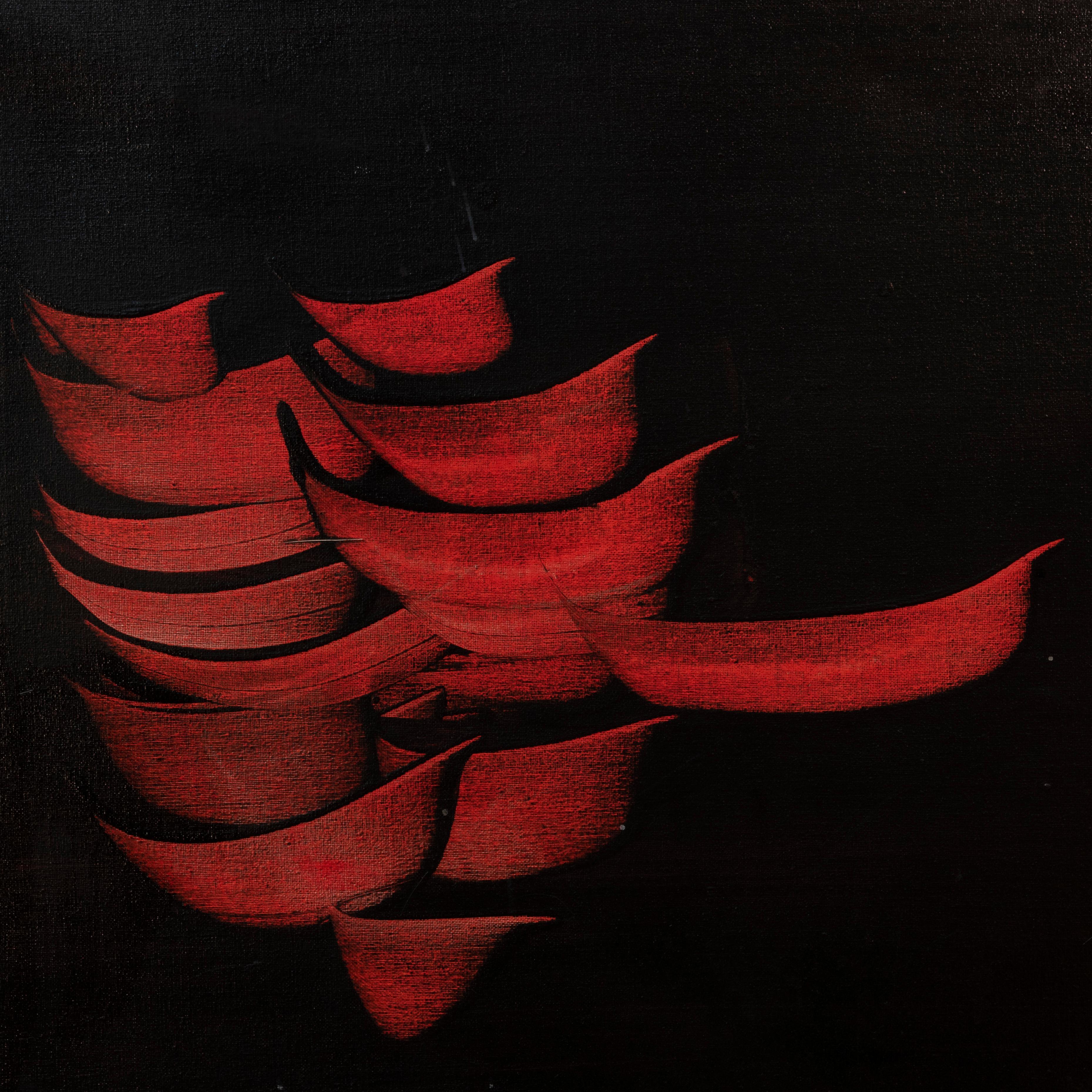 1970s Modern Abstract Italian Painting by Claudio Cazzola For Sale 3