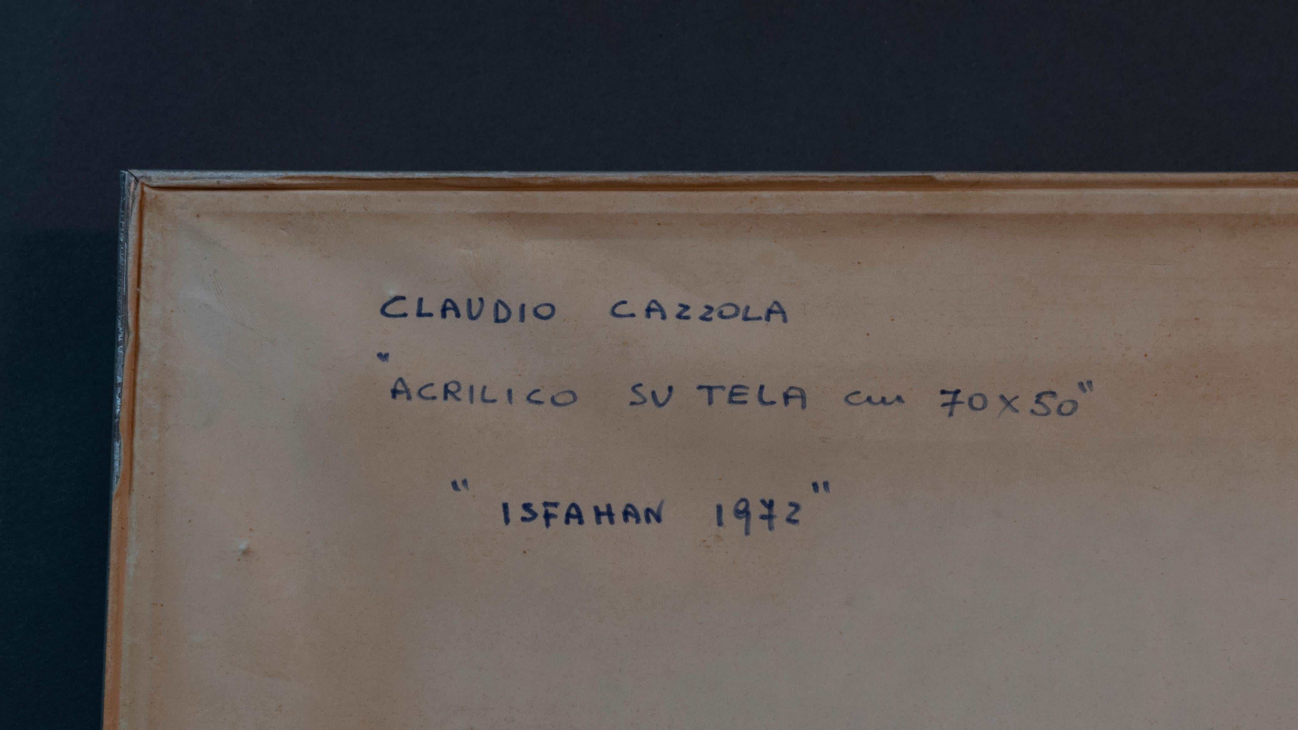 1970s Modern Abstract Italian Painting by Claudio Cazzola For Sale 7