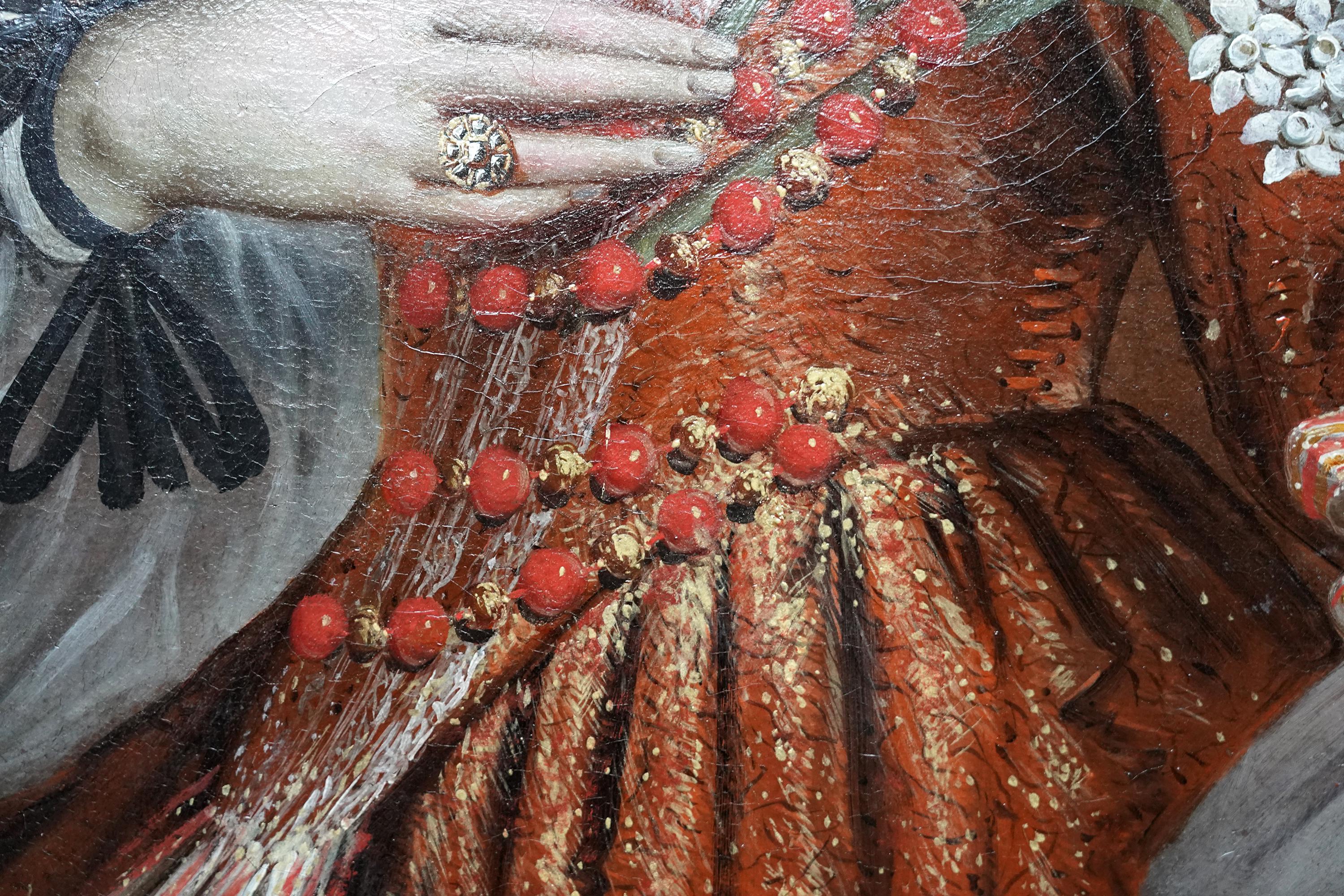 Ritratto di nobildonna spagnola - Dipinto a olio d'arte antica del 17° secolo in vendita 5