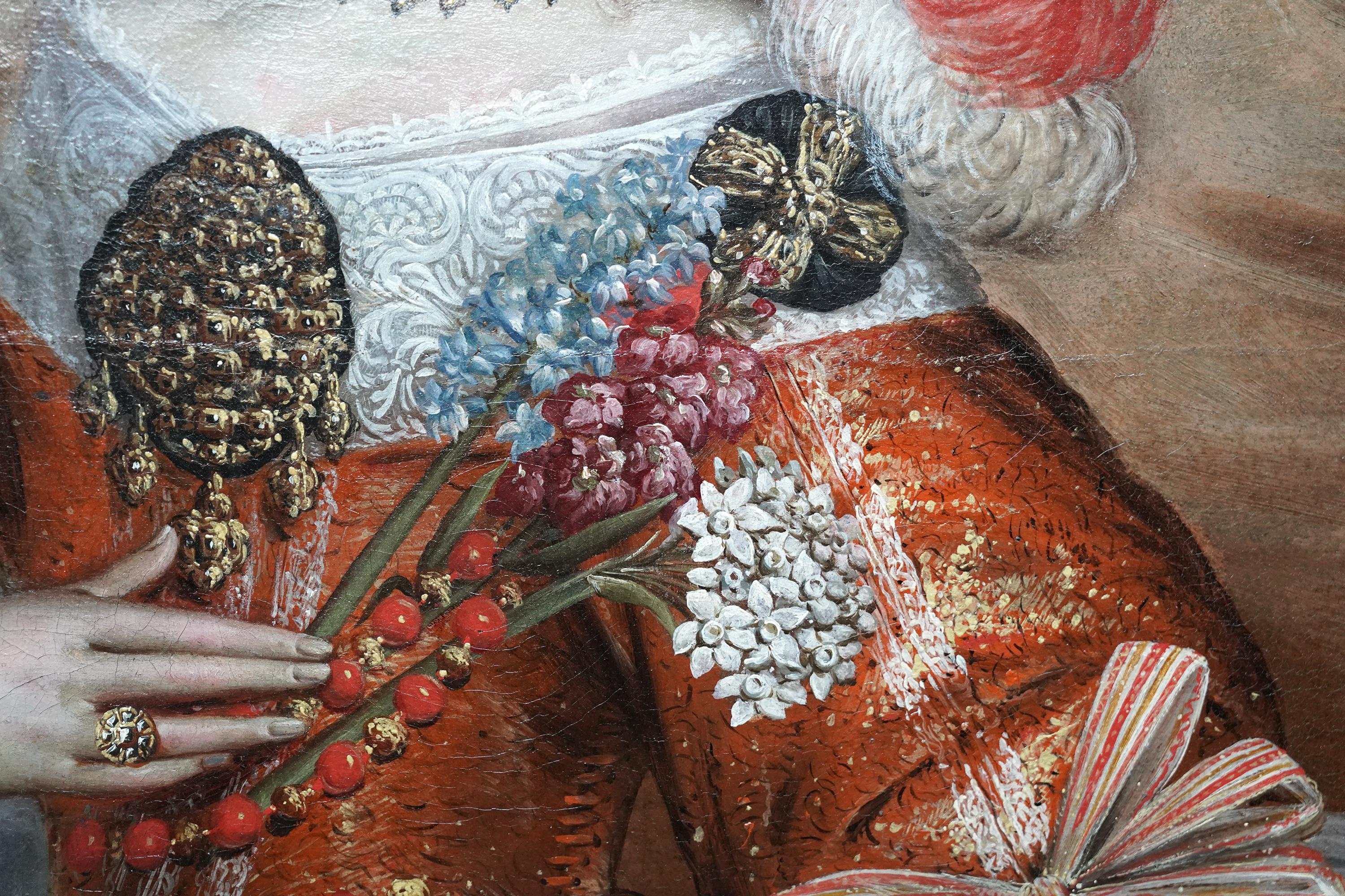 Ritratto di nobildonna spagnola - Dipinto a olio d'arte antica del 17° secolo in vendita 4