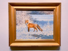 Claudio D'Angelo, "Fox in Fresh Snow", 11x14 Winter Landscape Oil Painting