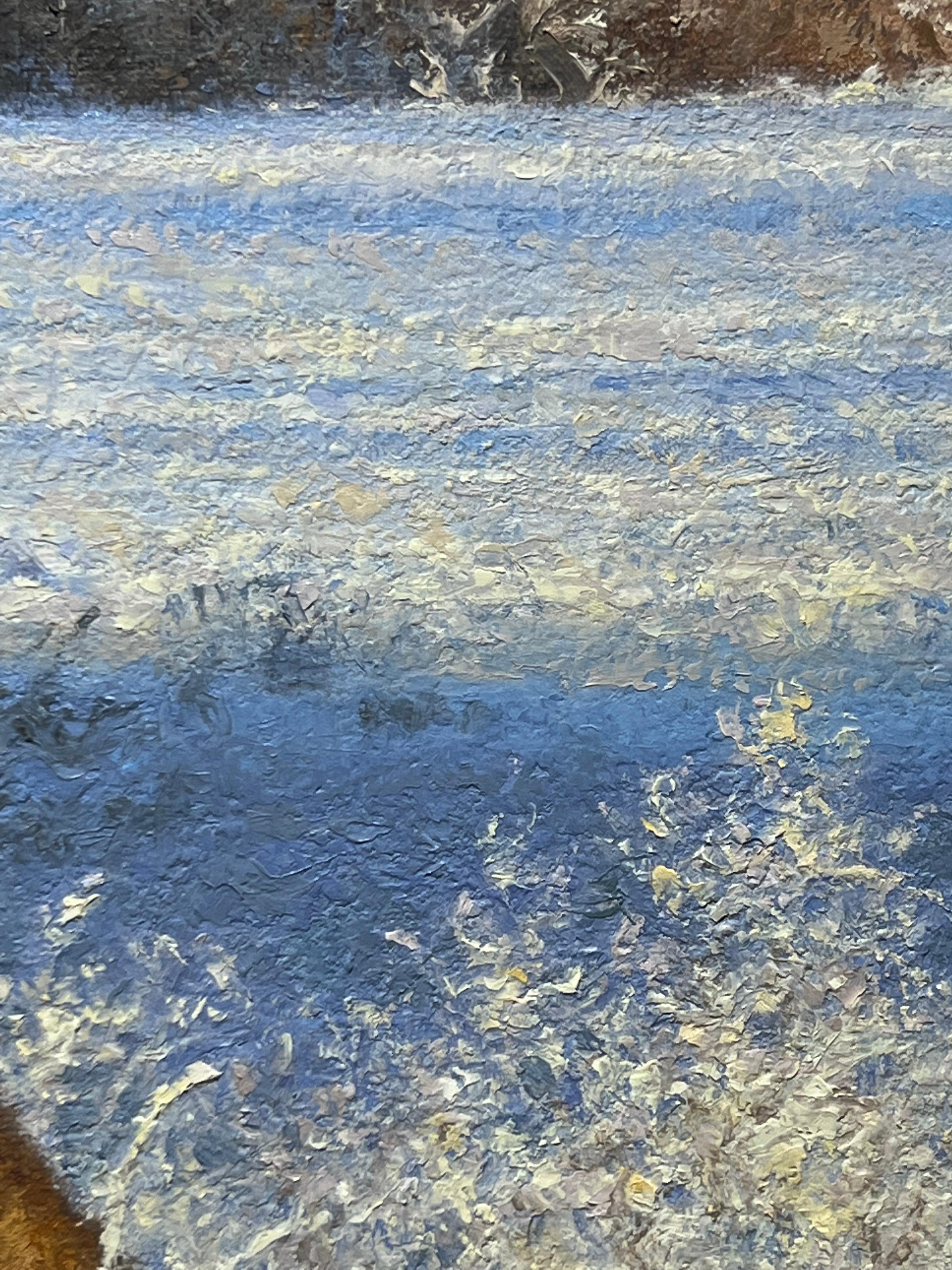Claudio D'Angelo, Fox in Fresh Snow, peinture à l'huile de paysage d'hiver 11x14  en vente 5