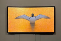 Claudio D'Angelo, "Loon Rise", Sunny Waterscape Wildlife Oil Painting